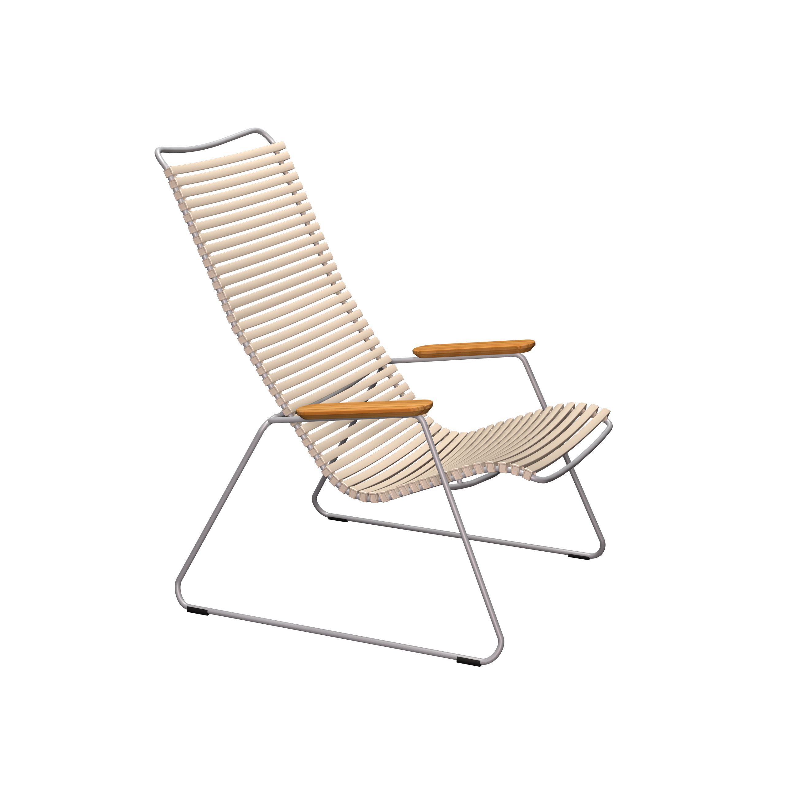 HOUE - Garden chair - Click Lounge Chair - Color: Beige / Frame: Grey / Armrest: Bamboo