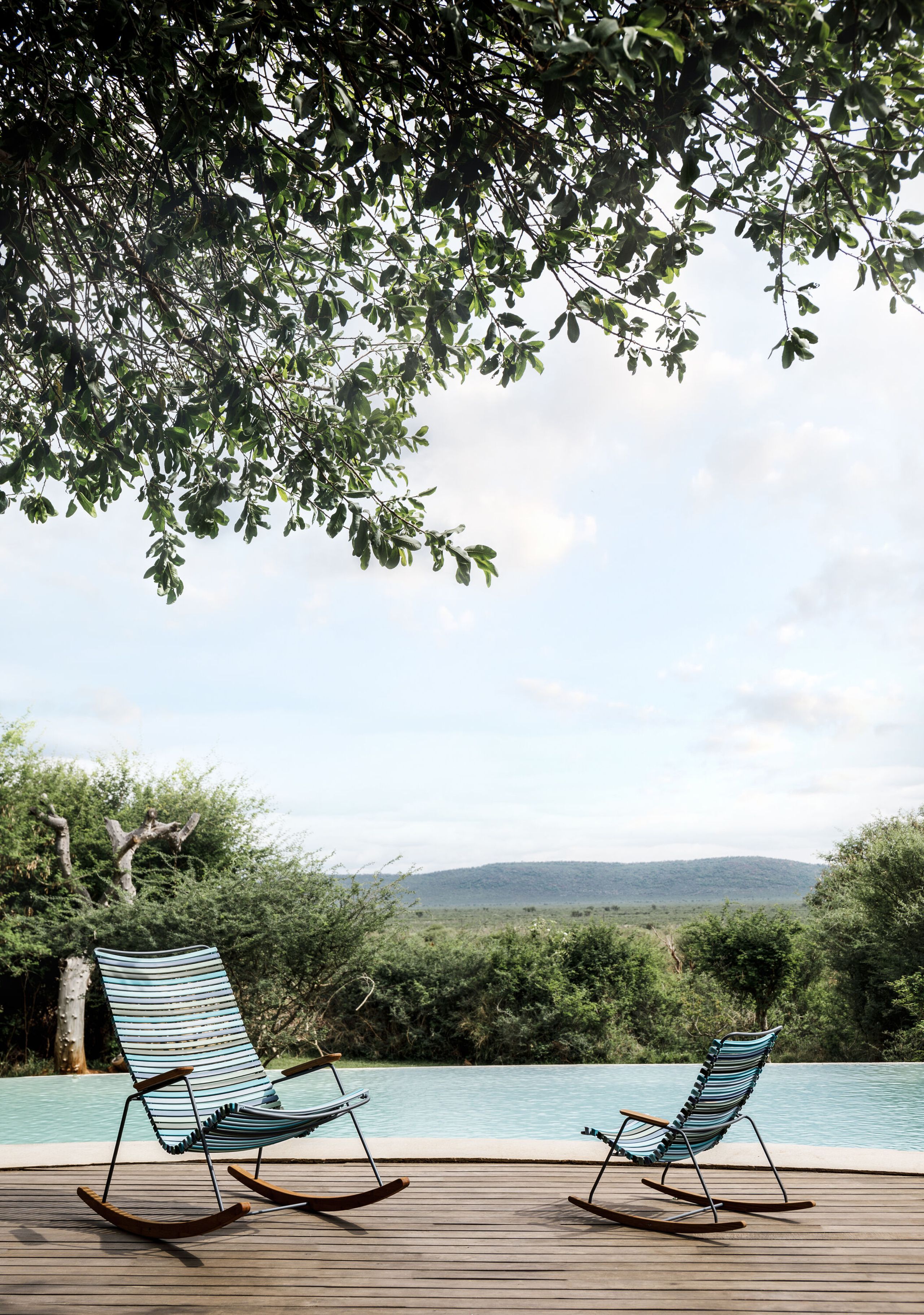 HOUE - Garden chair - Click Rocking Chair - Color: Beige / Armrest + runners: Bamboo