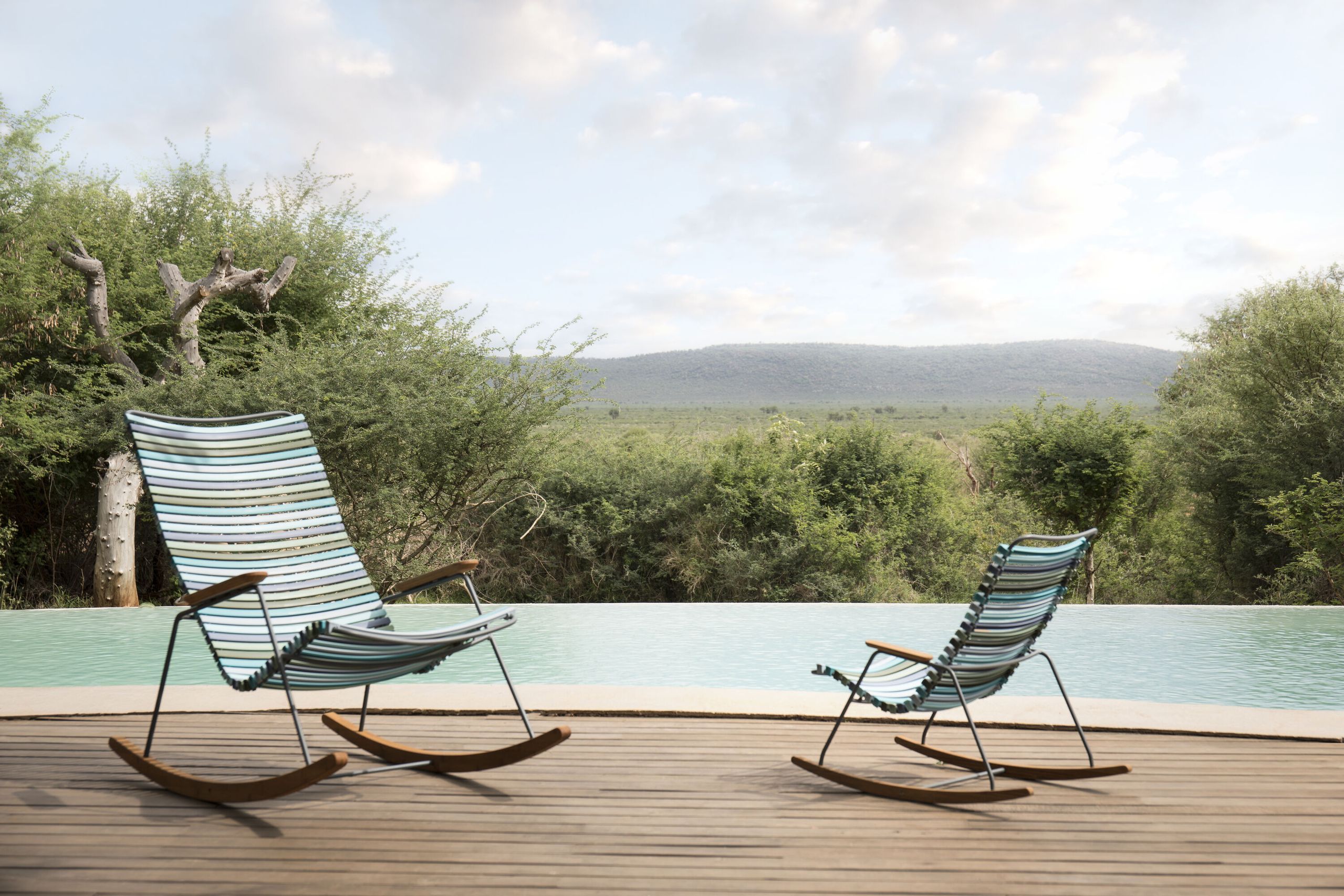 HOUE - Garden chair - Click Rocking Chair - Color: Beige / Armrest + runners: Bamboo