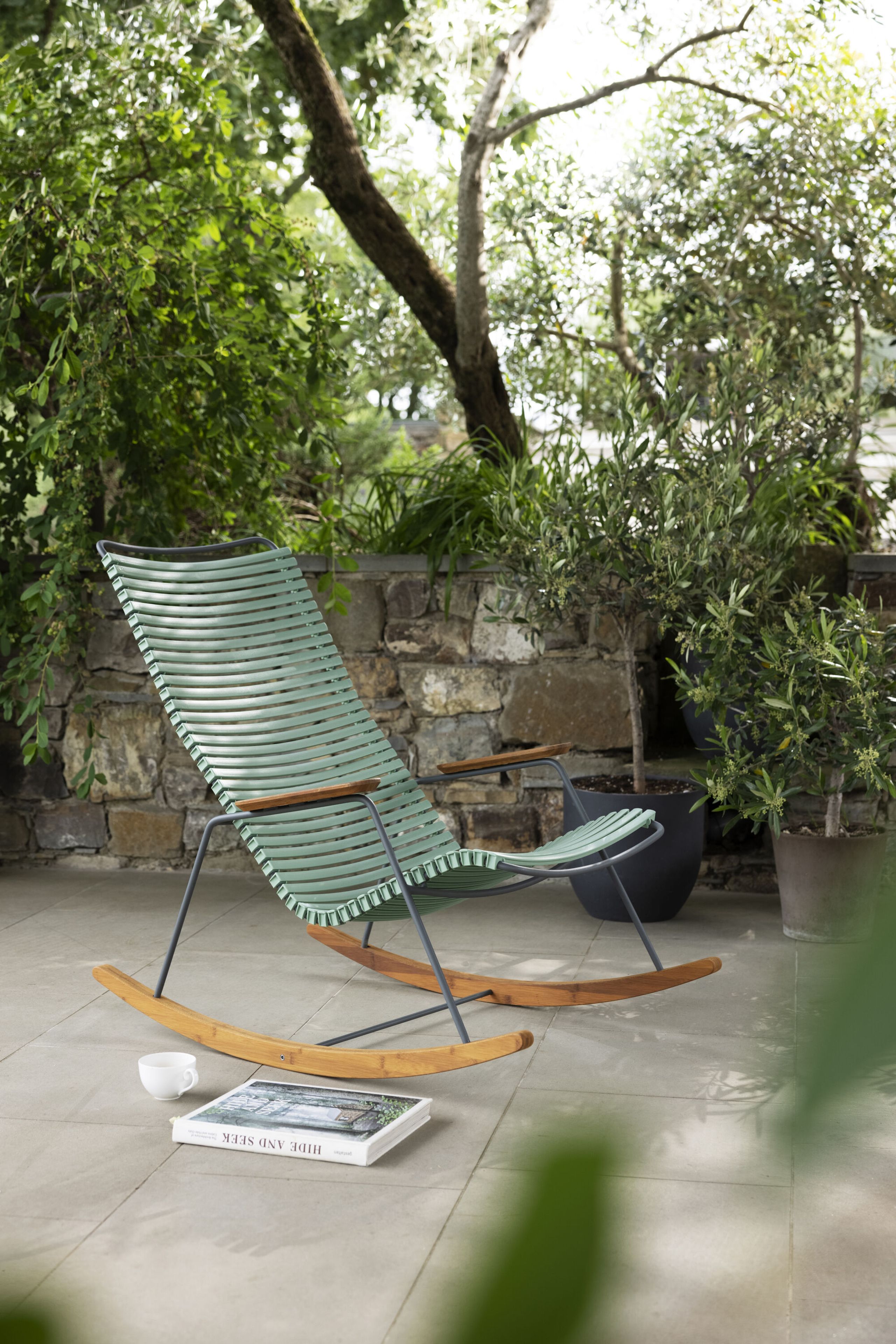 HOUE - Garden chair - Click Rocking Chair - Color: Multi color 1 / Armrest + runners: Bamboo