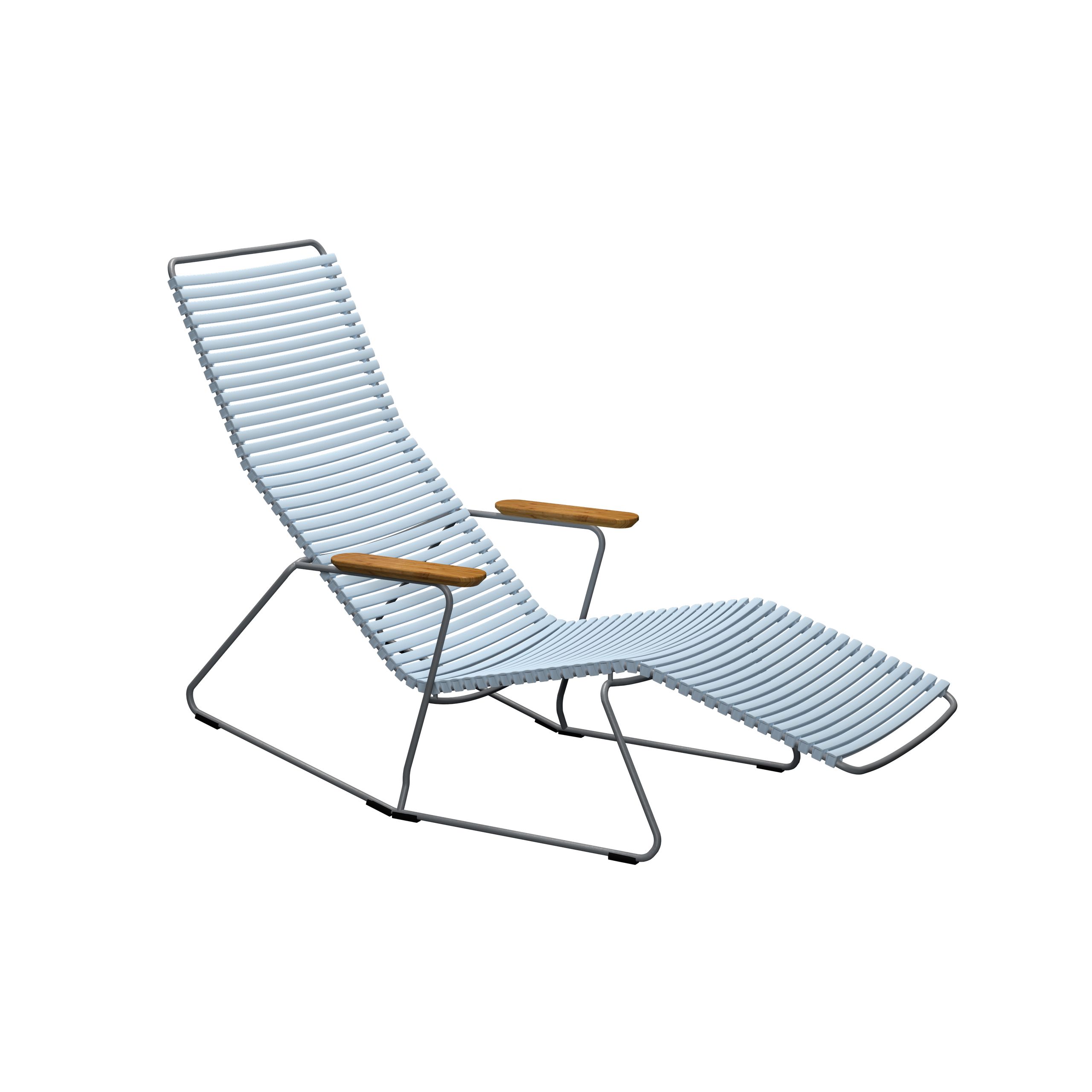 HOUE - Sonnenliege - Click Sunrocker - Color: Dusty light blue / Frame: Grey / Armrest: Bamboo