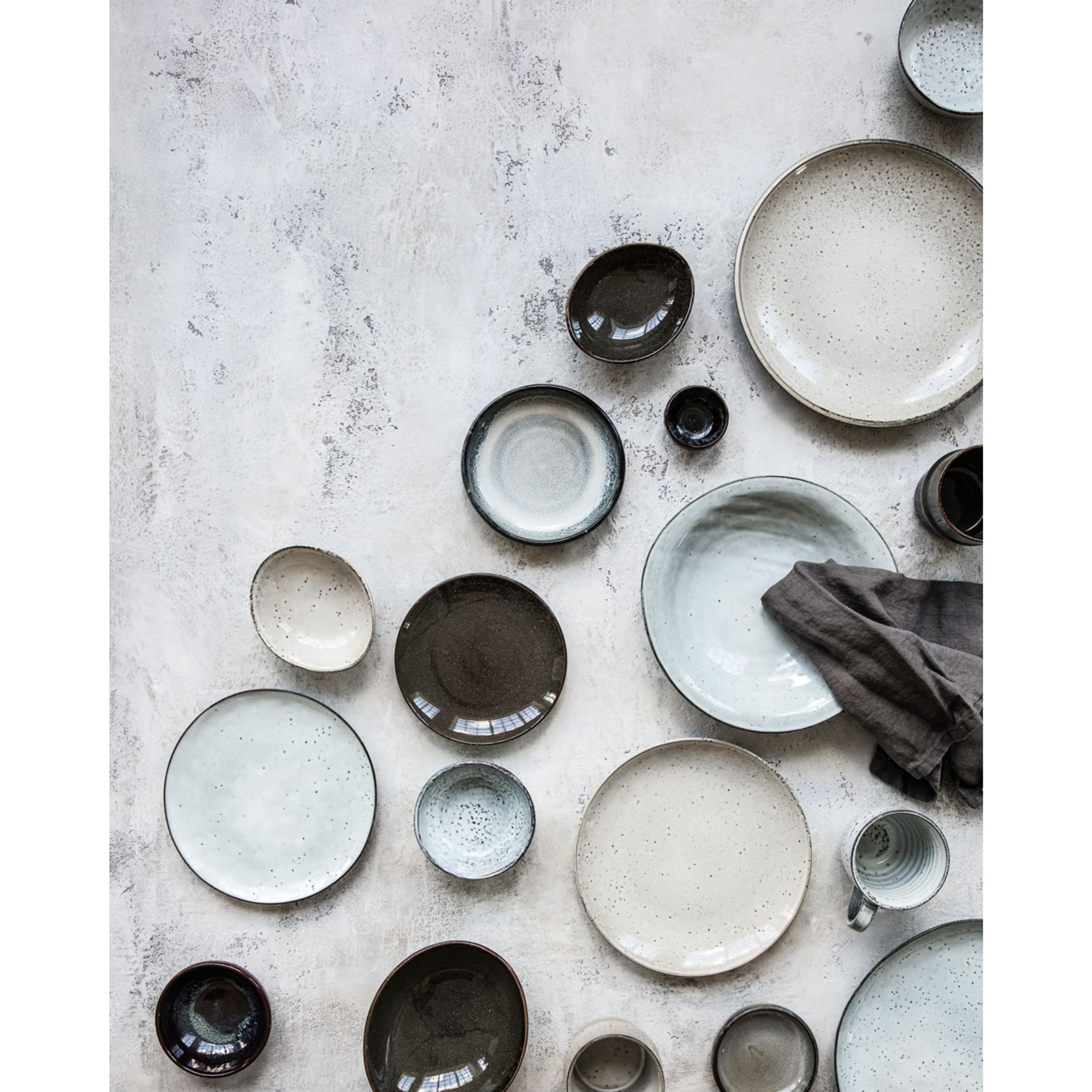 House doctor - Service de table - HDRustic Collection - Dinner Plate, Grå/Blå