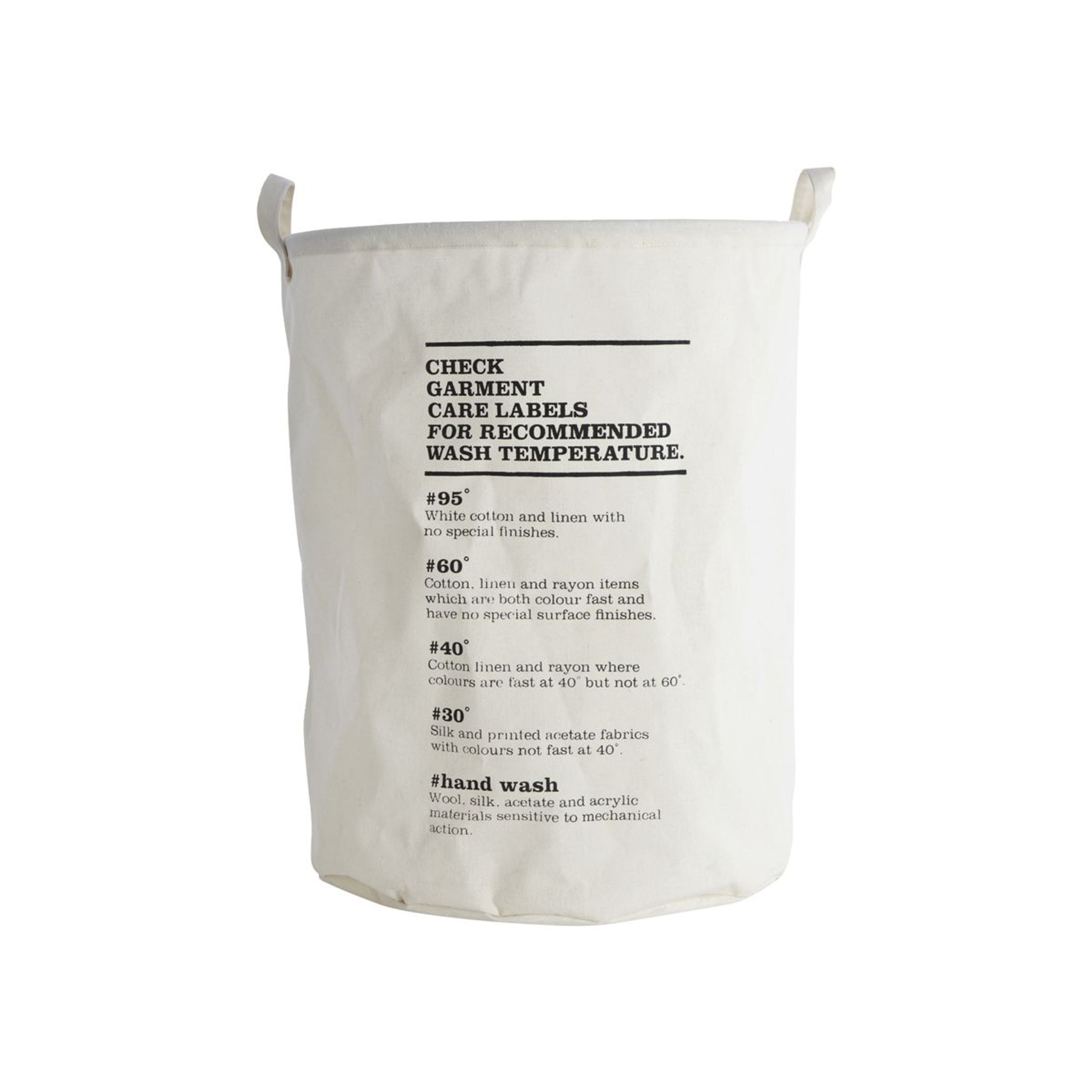 House Doctor - 1 - Wash Instructions Laundry Bag - Råhvid/Sort bund