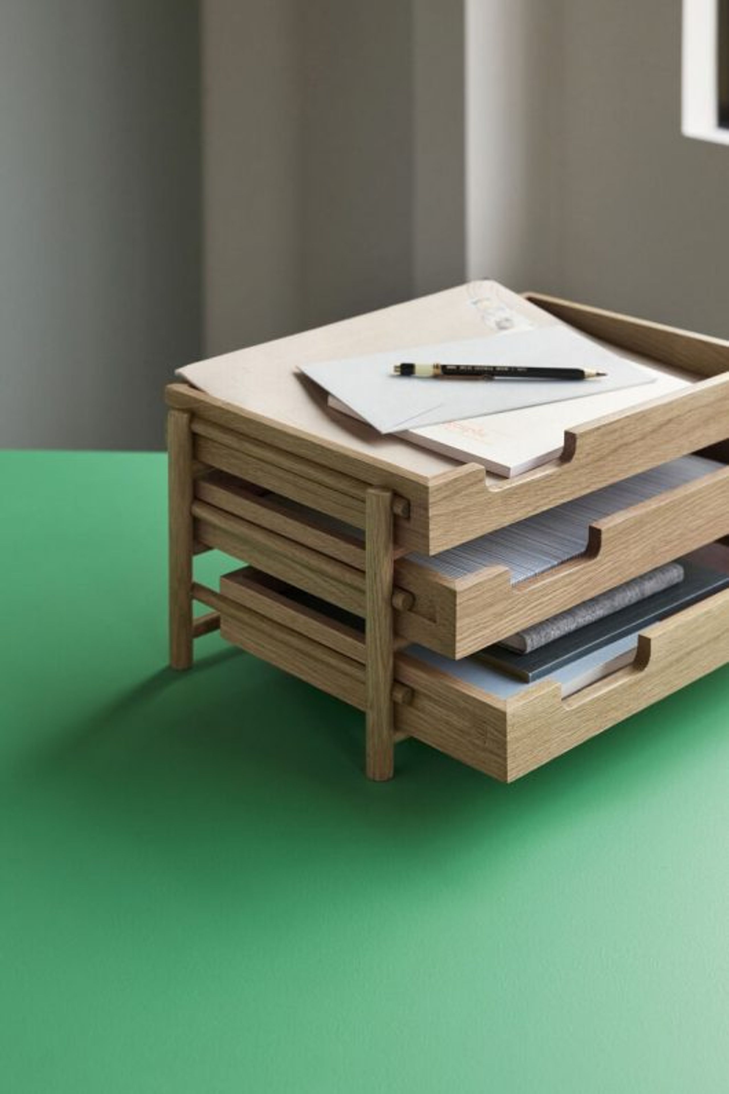 Hübsch - Bandeja - Note Letter Tray - Oak