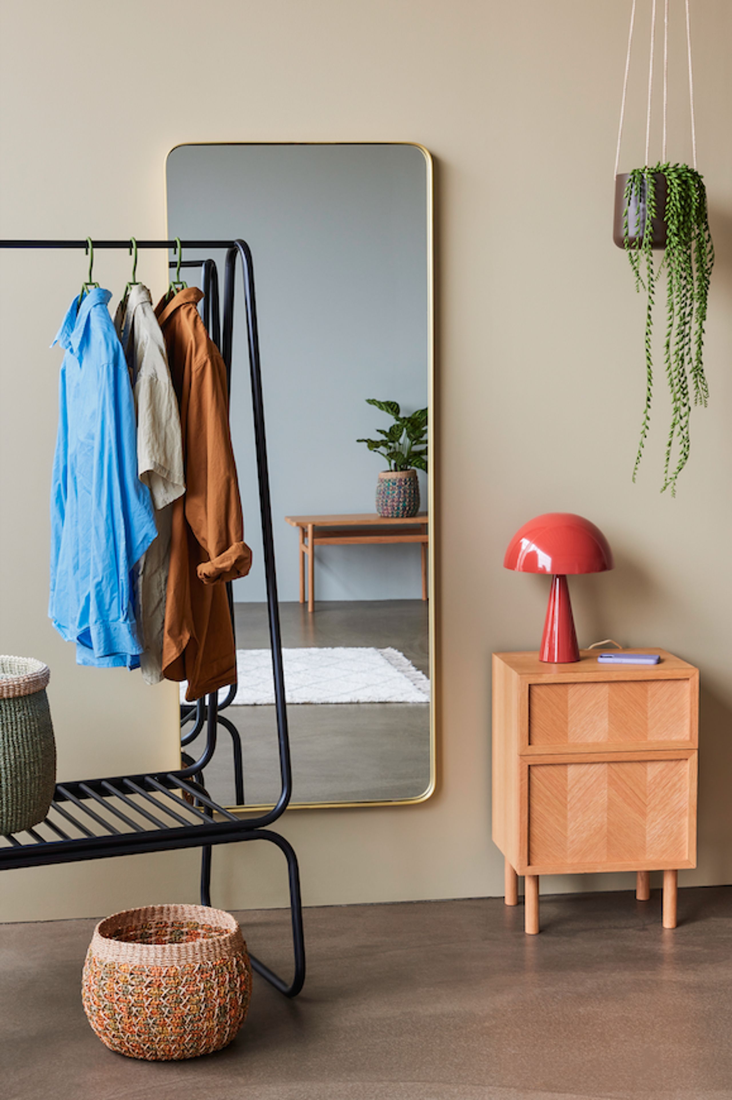 Hübsch - Table Lamp - Mush - Mini - Red Brown/Sand