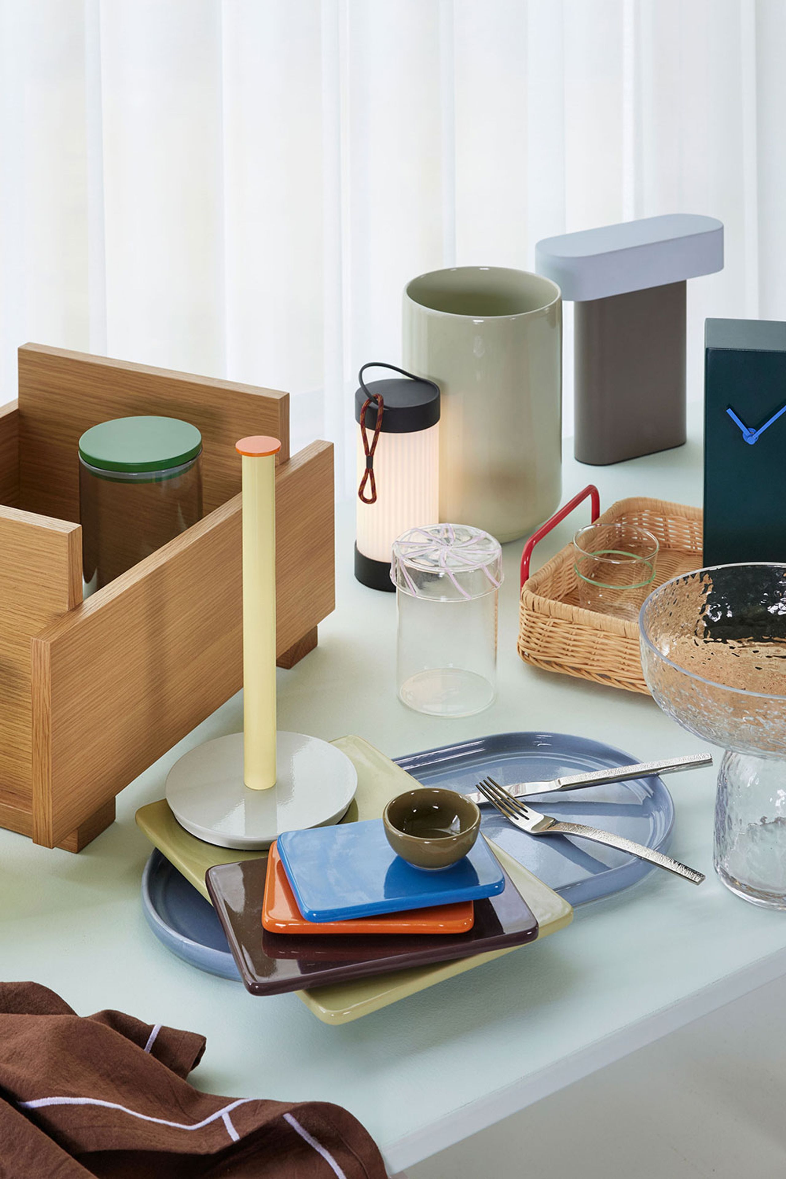 Hübsch - Bordskåner - Amare Bordskånere (sæt af 2) - Small - Blå / Orange