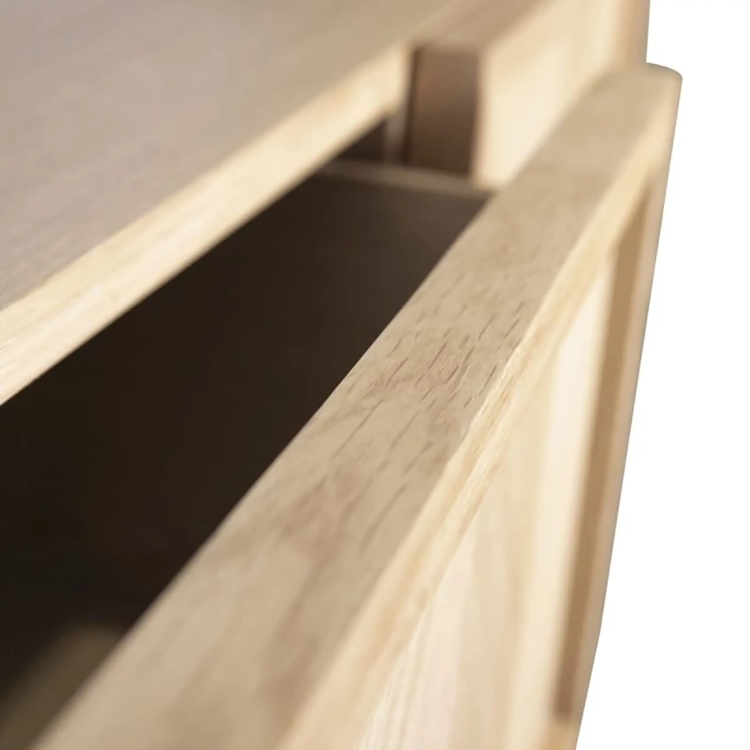 Hübsch - Dresser - Herringbone Console Table Sliding Doors - Natur Egetræ Large