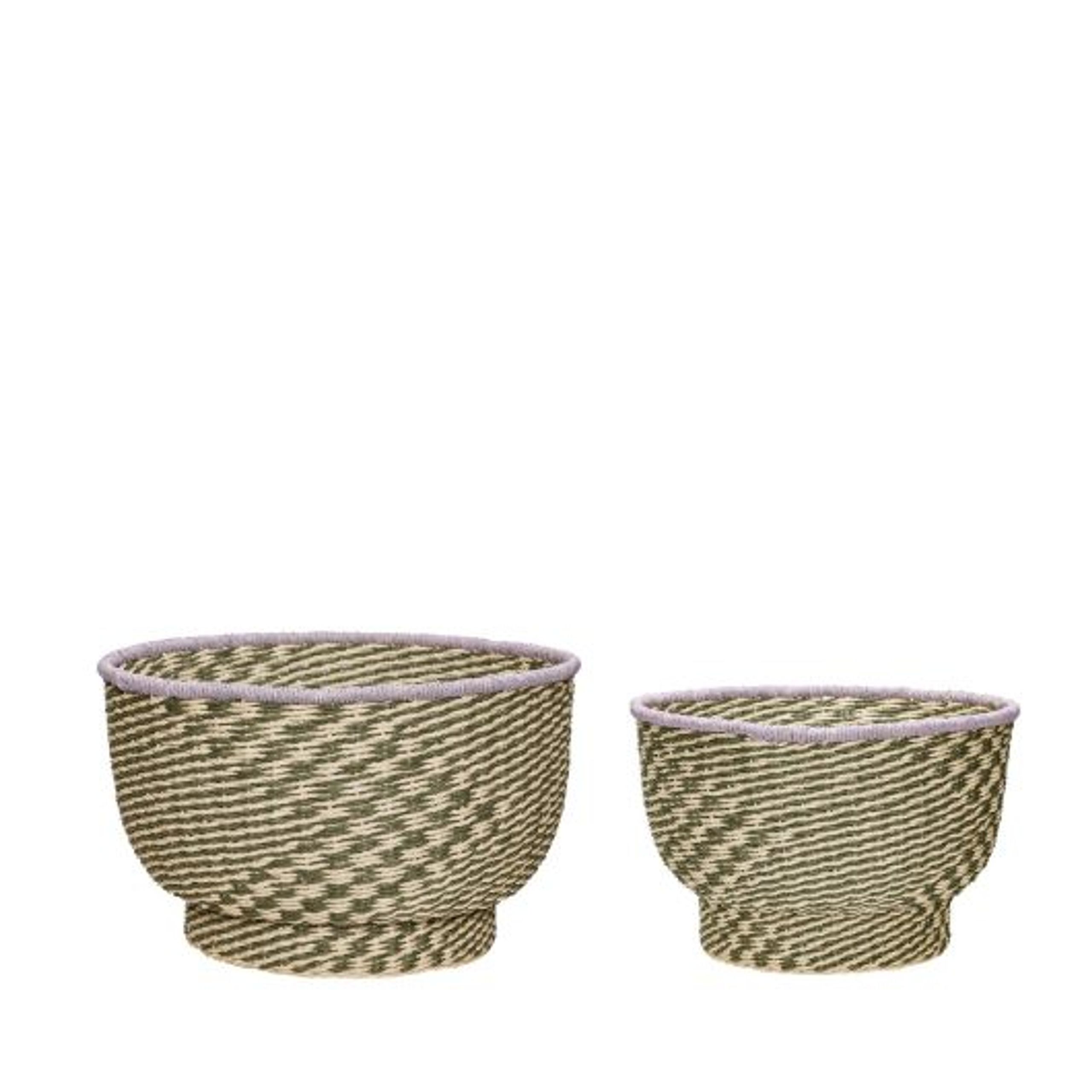 Hübsch - Cestino - Peppy Baskets (set of 2) - Green/nature/purple