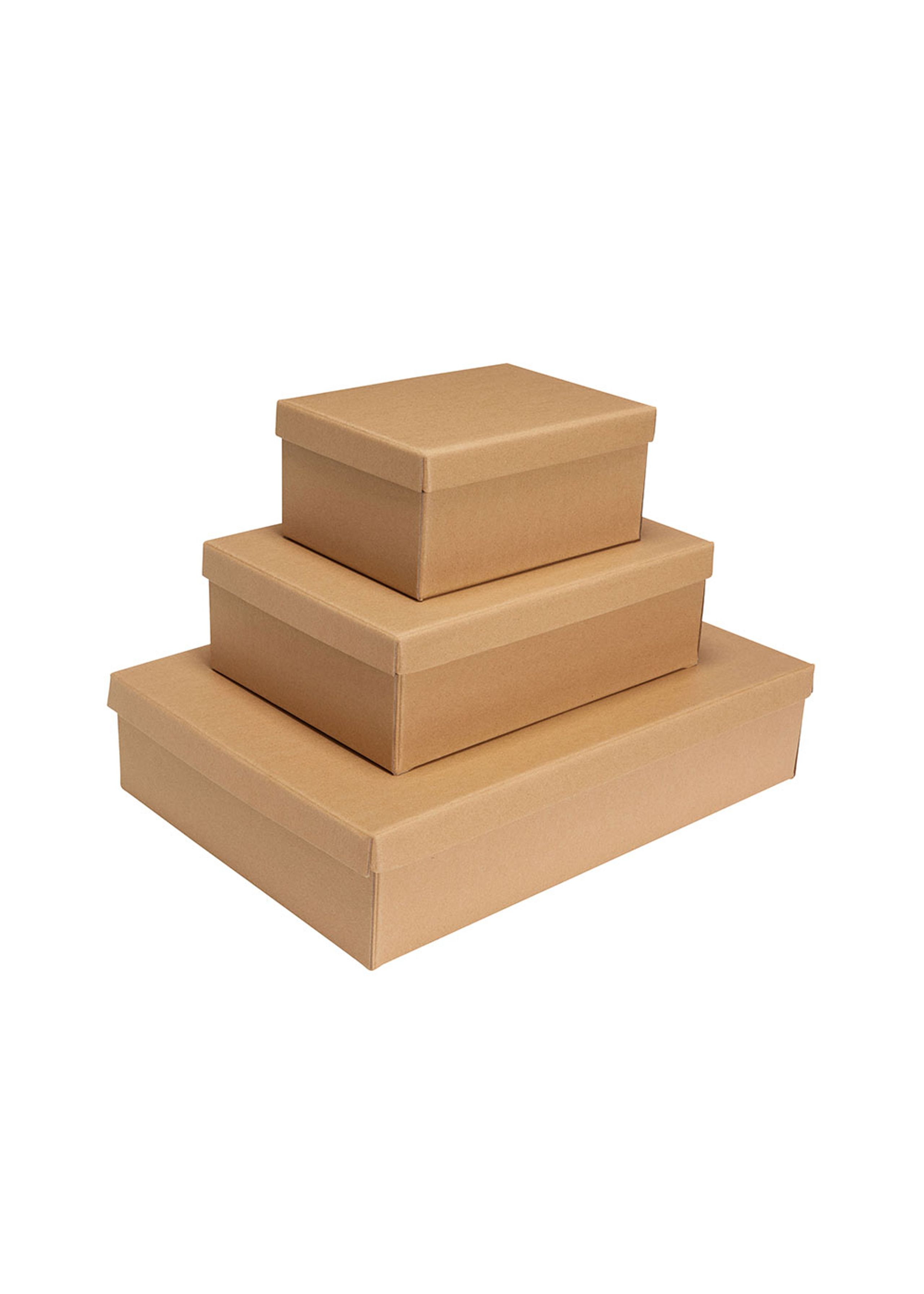 Hübsch - Skrzynie magazynowe - Storeit Storage Boxes Natural (set of 3) - Natura