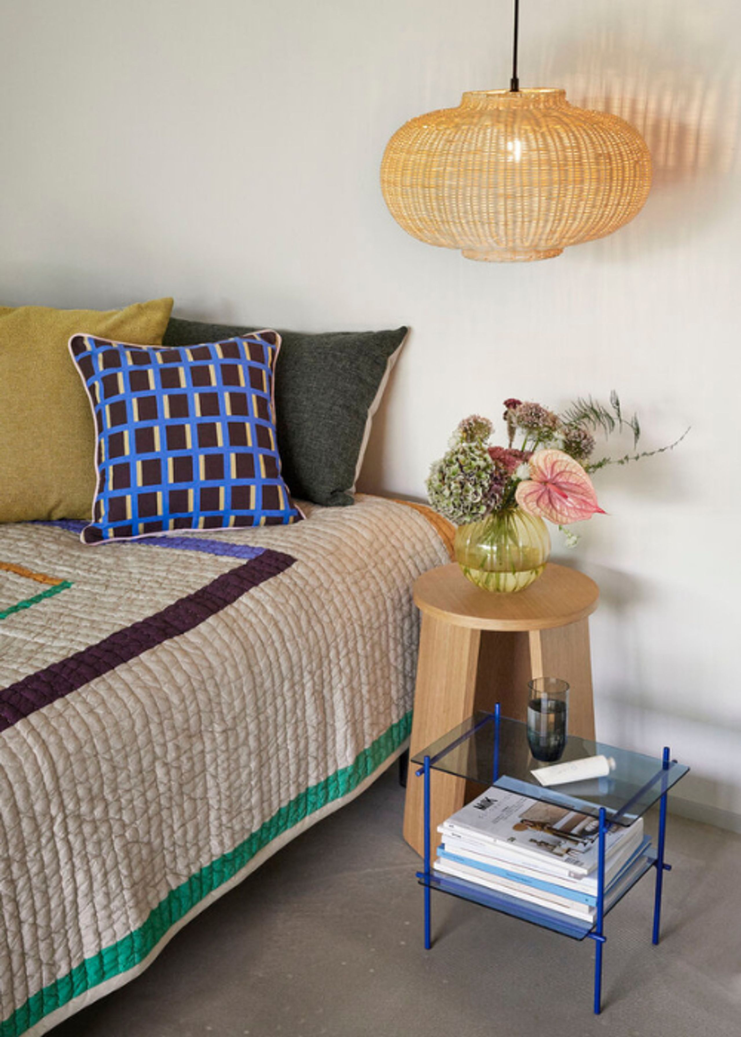 Hübsch - Kissen - Agenda Pude - Blue/Brown/