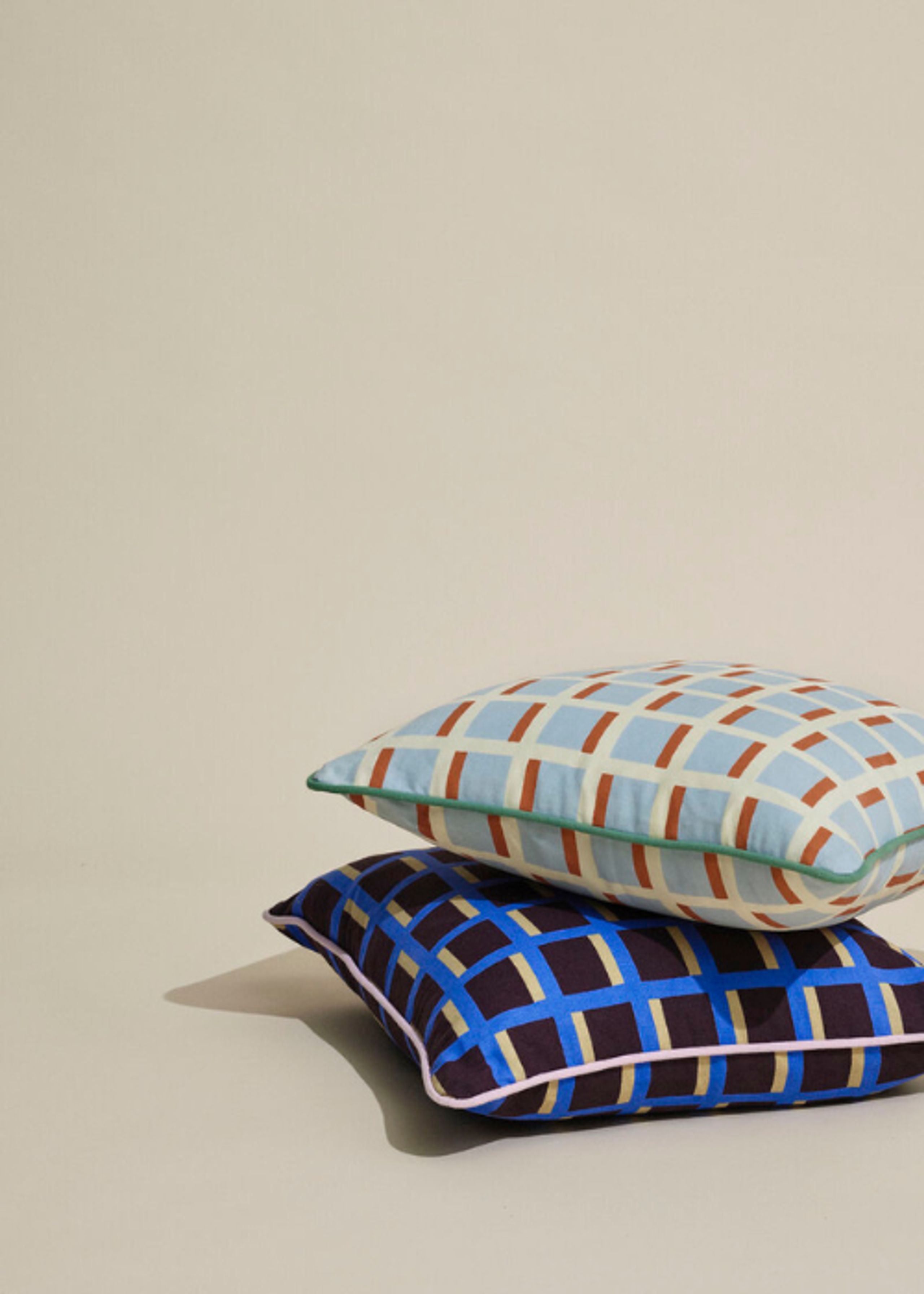 Hübsch - Kissen - Agenda Pude - Blue/Brown/