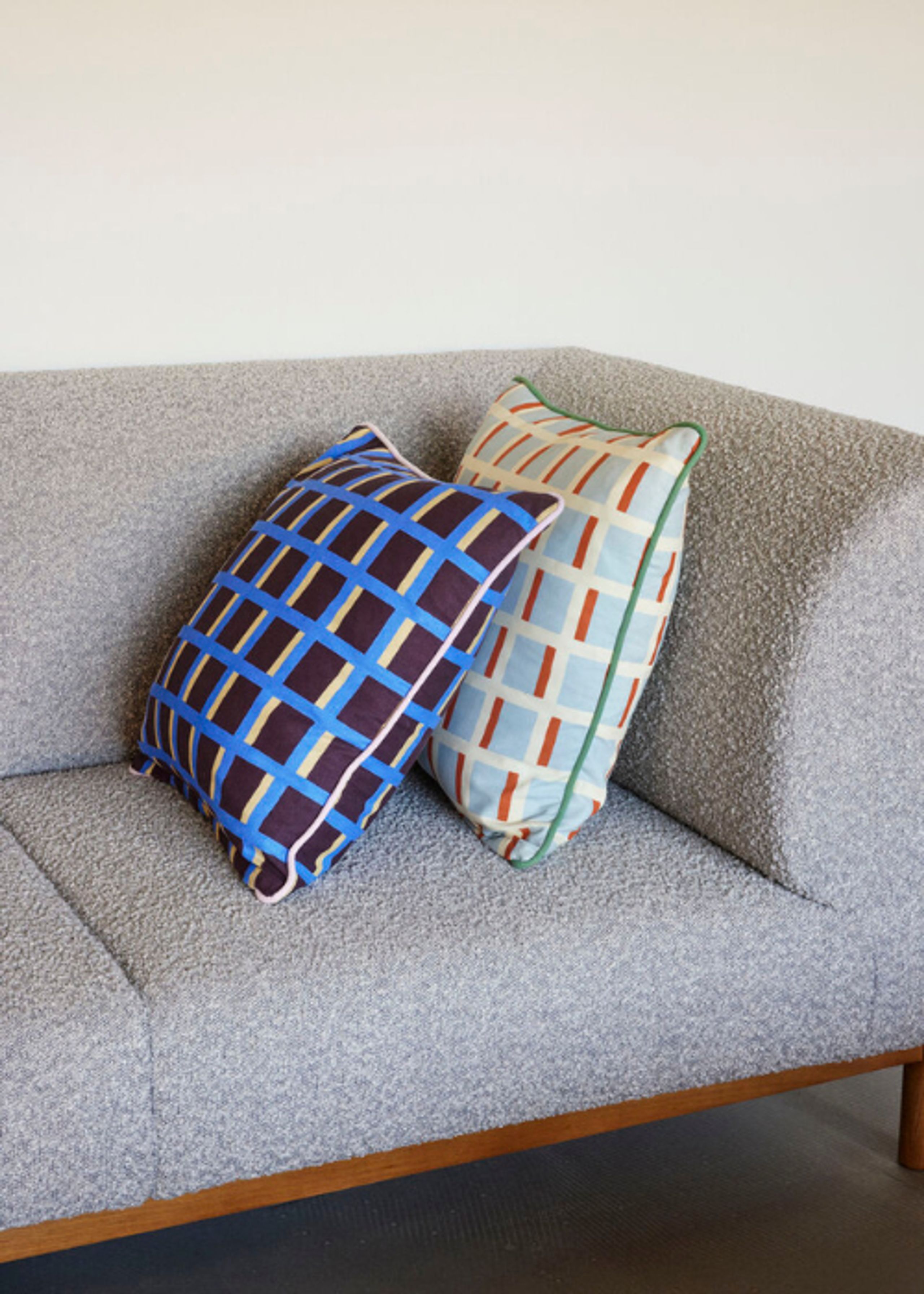 Hübsch - Kissen - Agenda Pude - Blue/Brown/