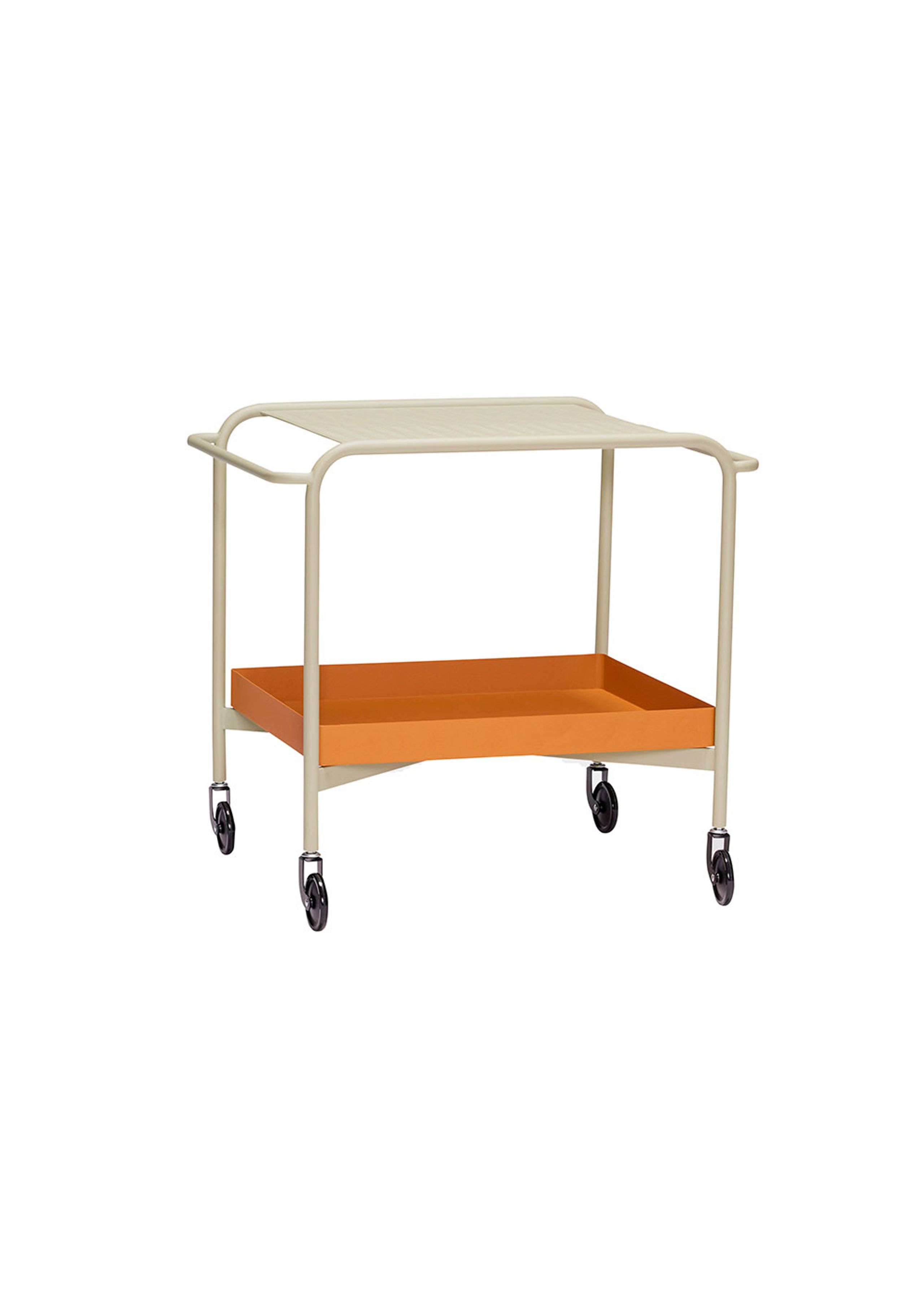 Hübsch - Stolík na vozíku - Push Rolling Table - Hnedá / piesková