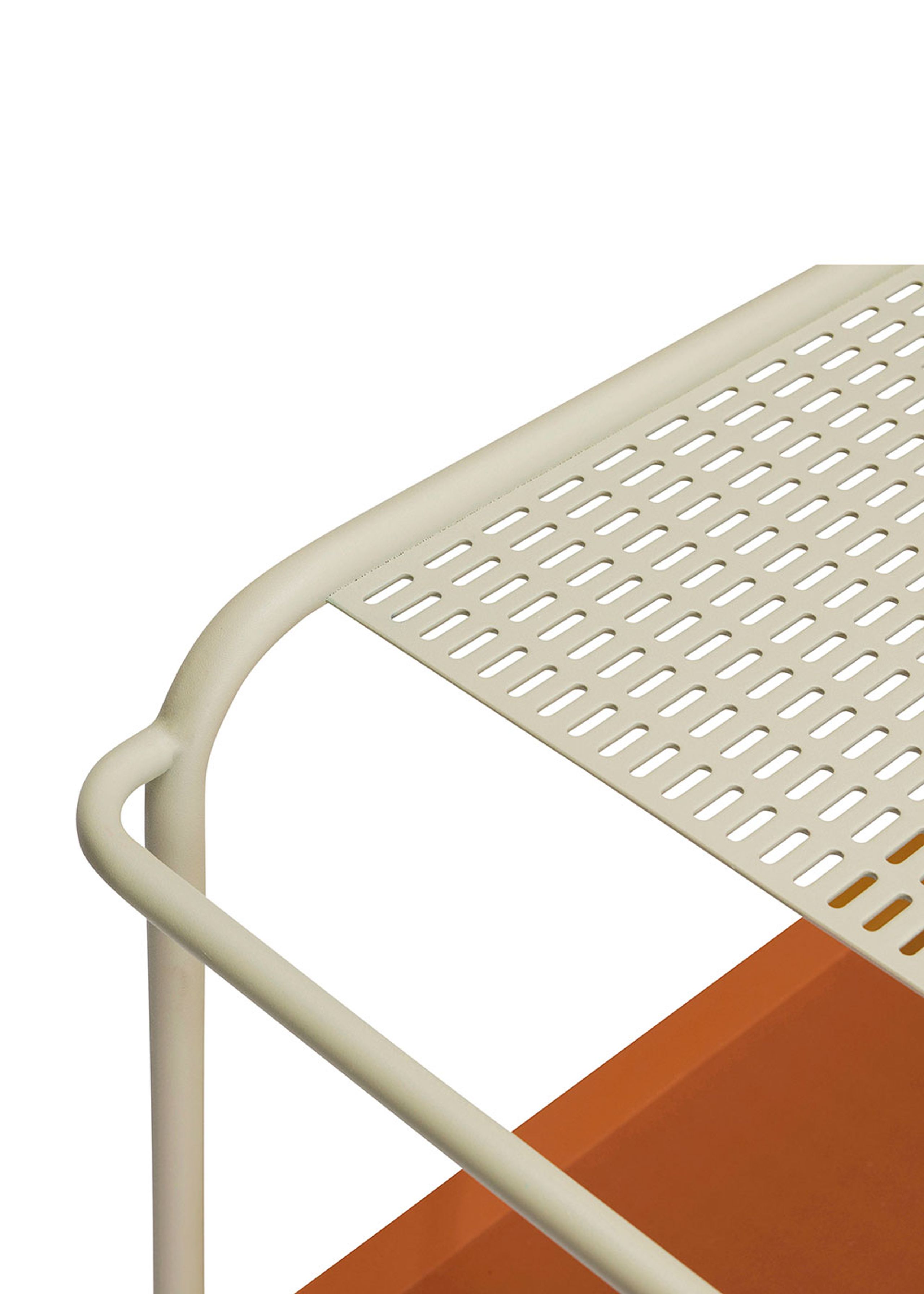 Hübsch - Stolík na vozíku - Push Rolling Table - Hnedá / piesková