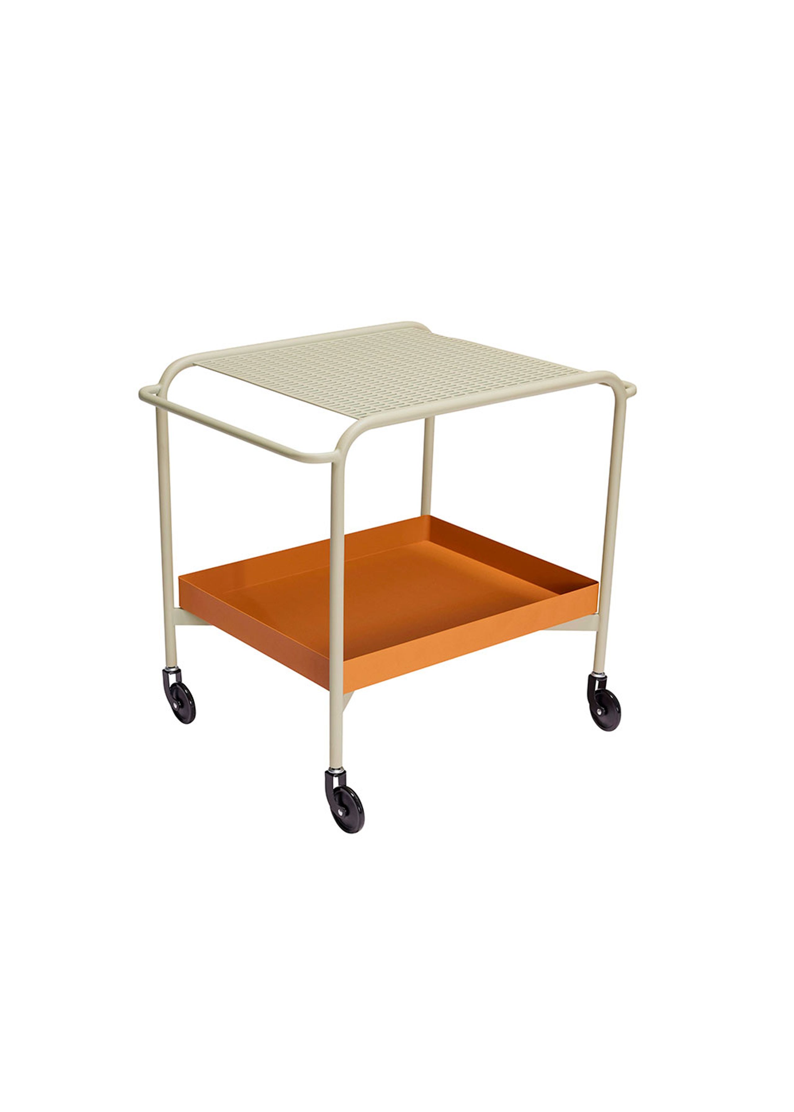 Hübsch - Stolík na vozíku - Push Rolling Table - Hnedá / piesková