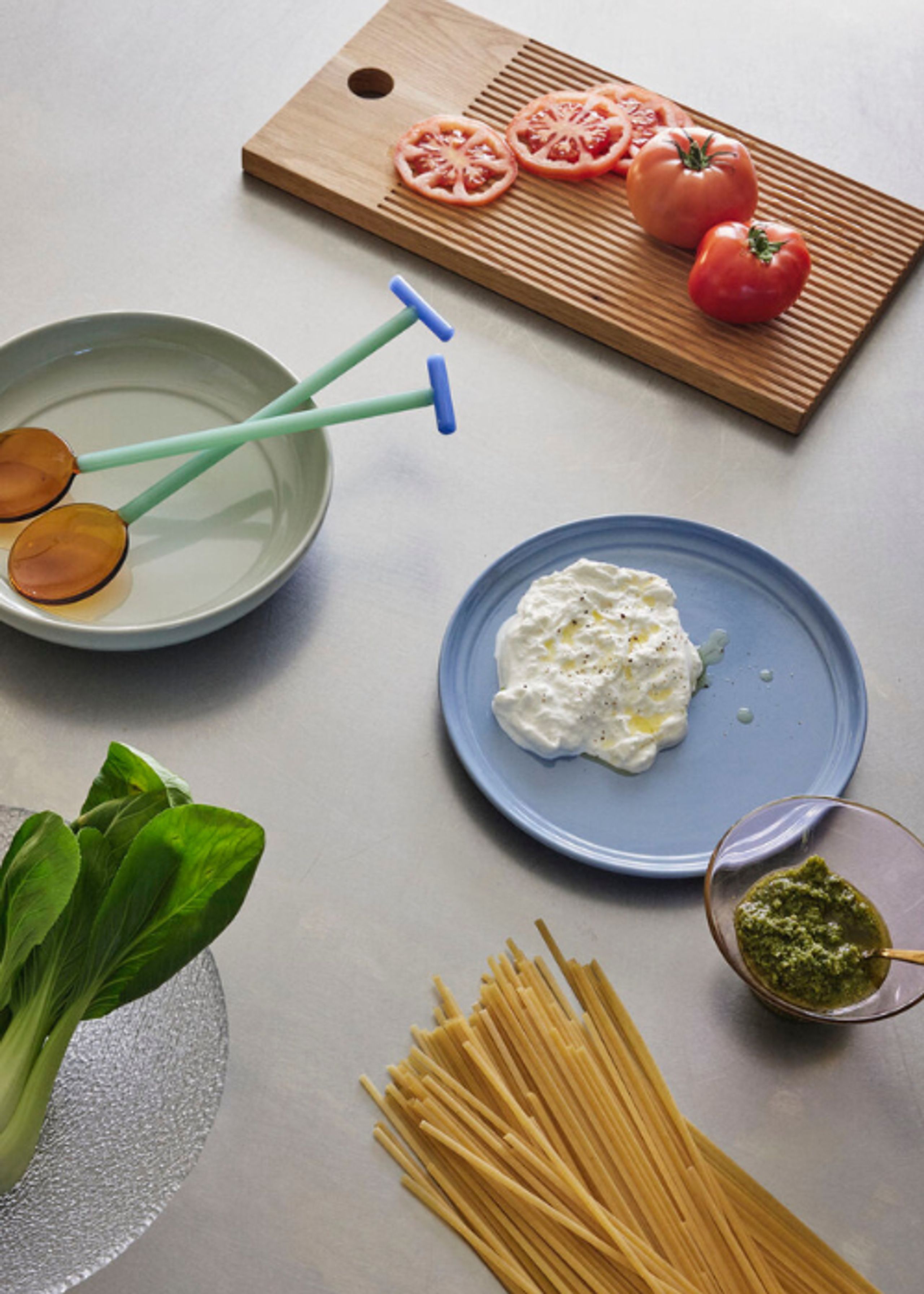 Hübsch - Insalatiere - Crave Salatbestik - Amber/Blue/Green