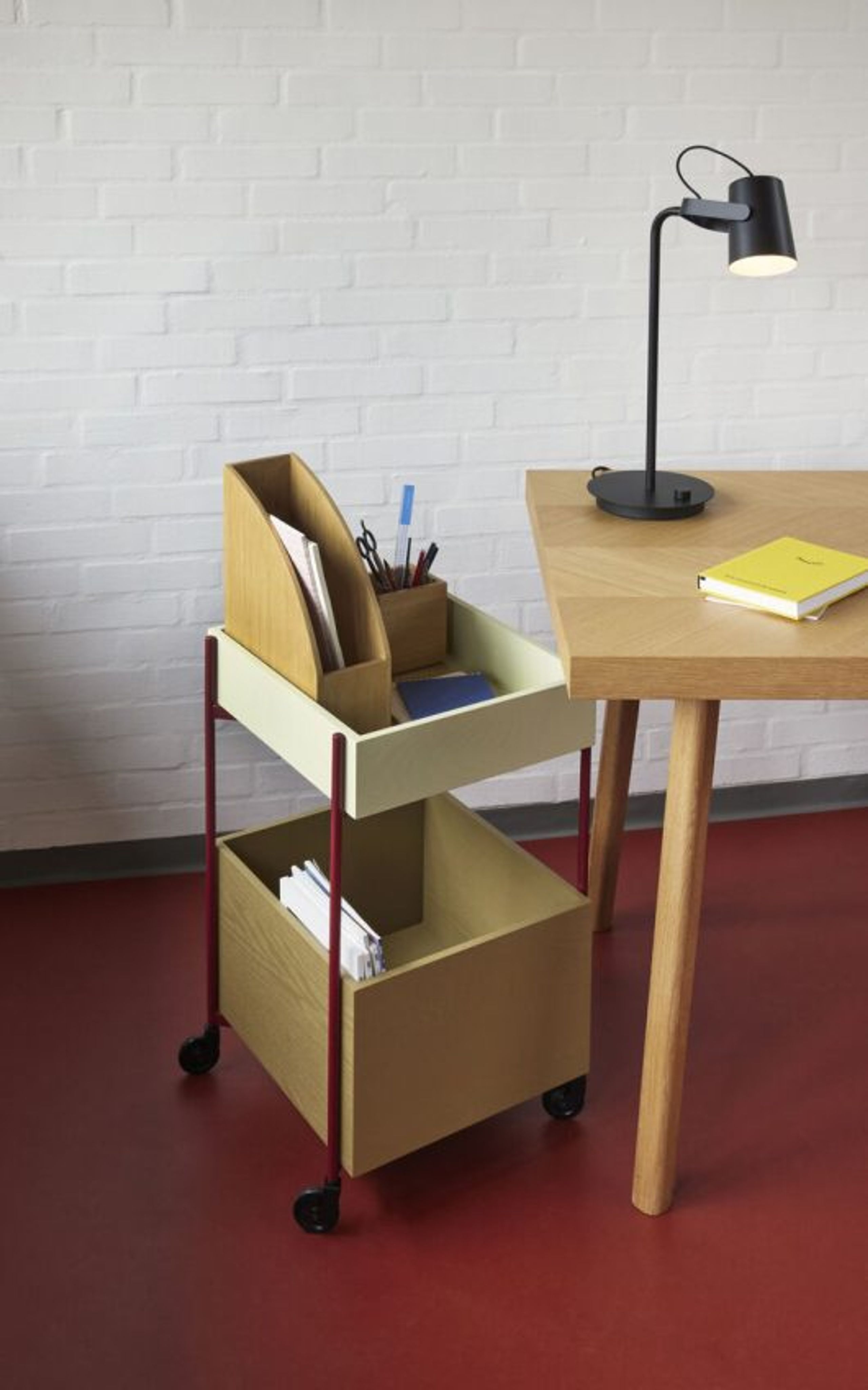 Hübsch - Sidebord - Fresh Trolley - Khaki/Burgundy