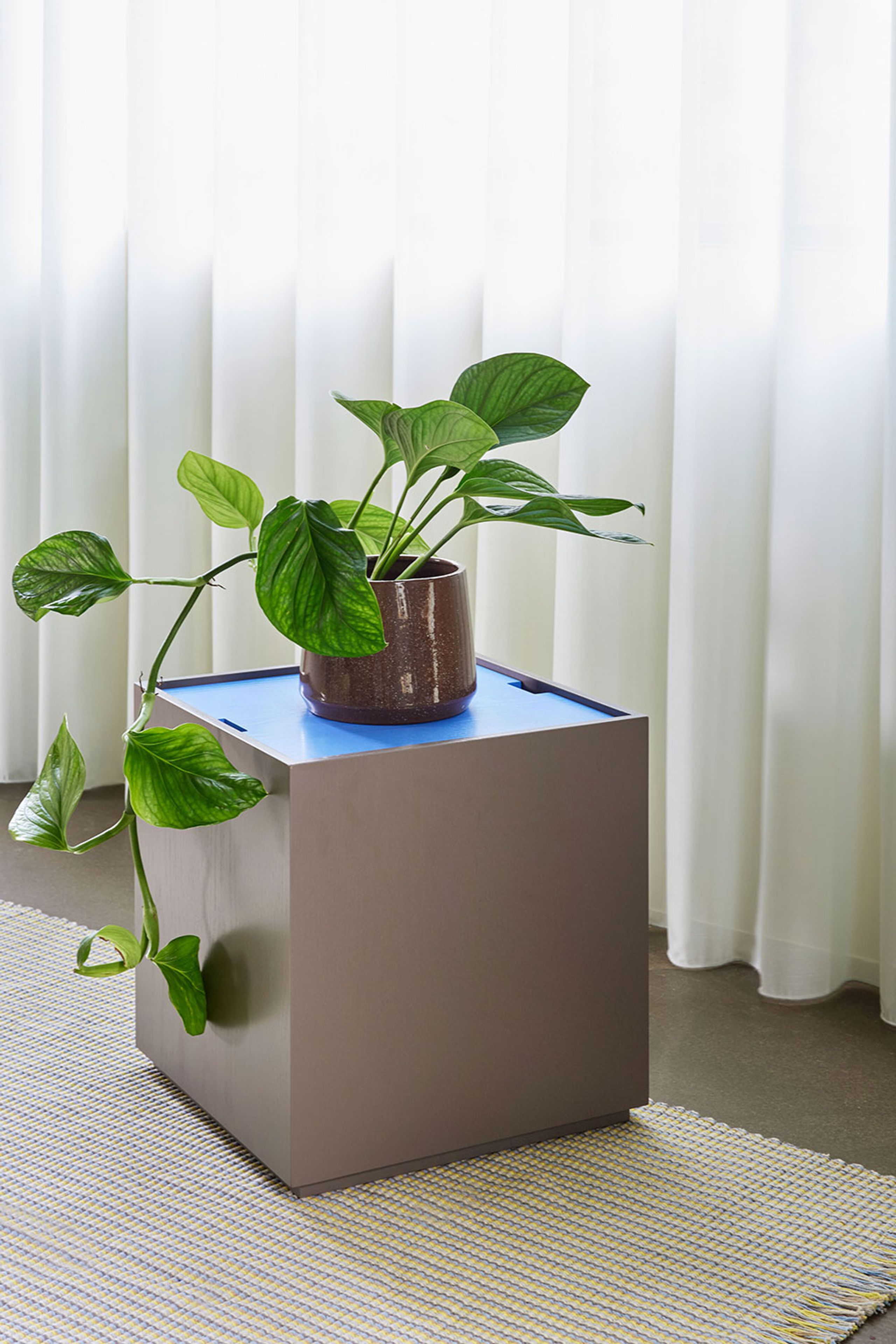 Hübsch - Sidobord - Vault Side Table/Storage Box - Blå / Brun