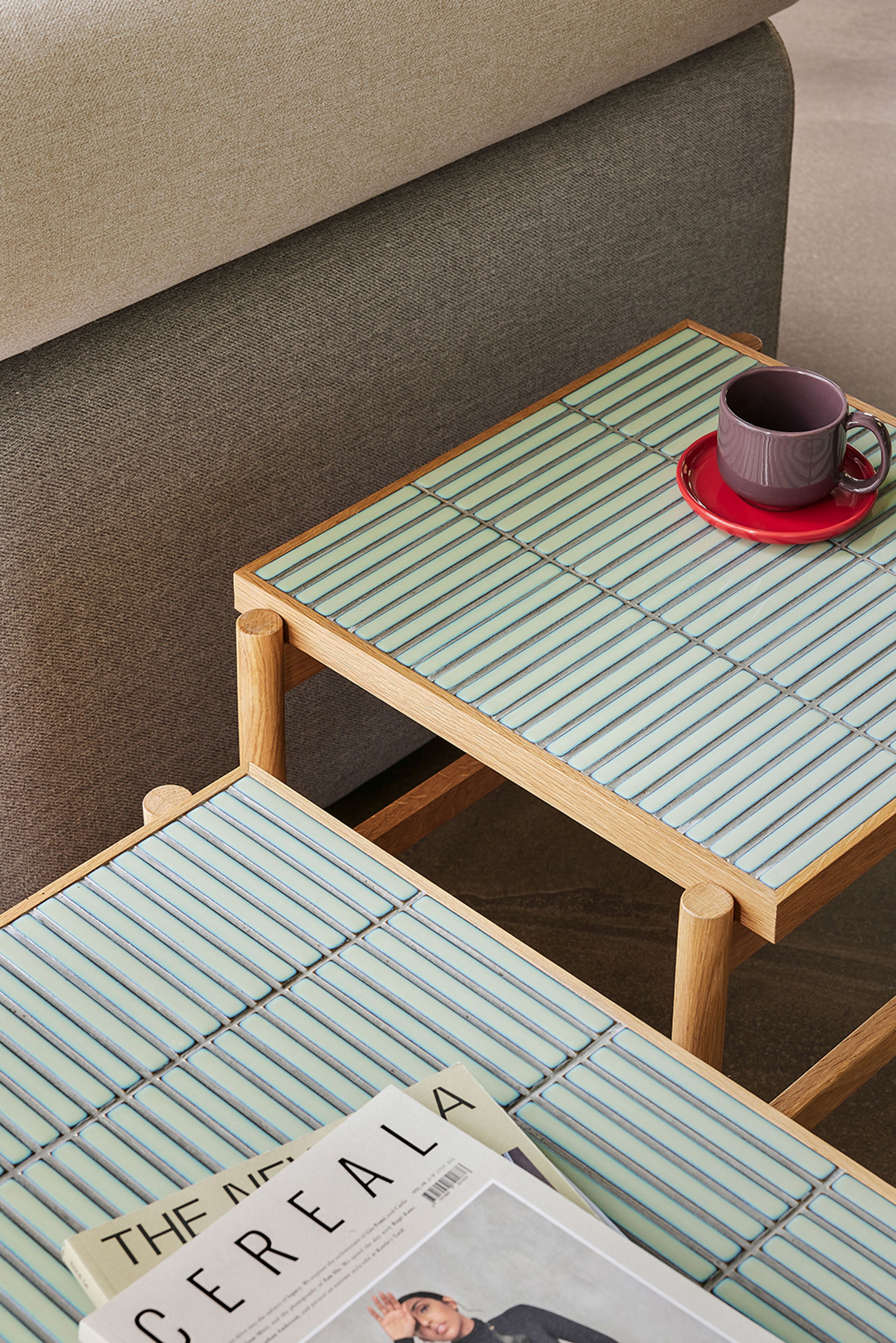 Hübsch - Coffee Table - Tile Coffee Table - Mint / Natural