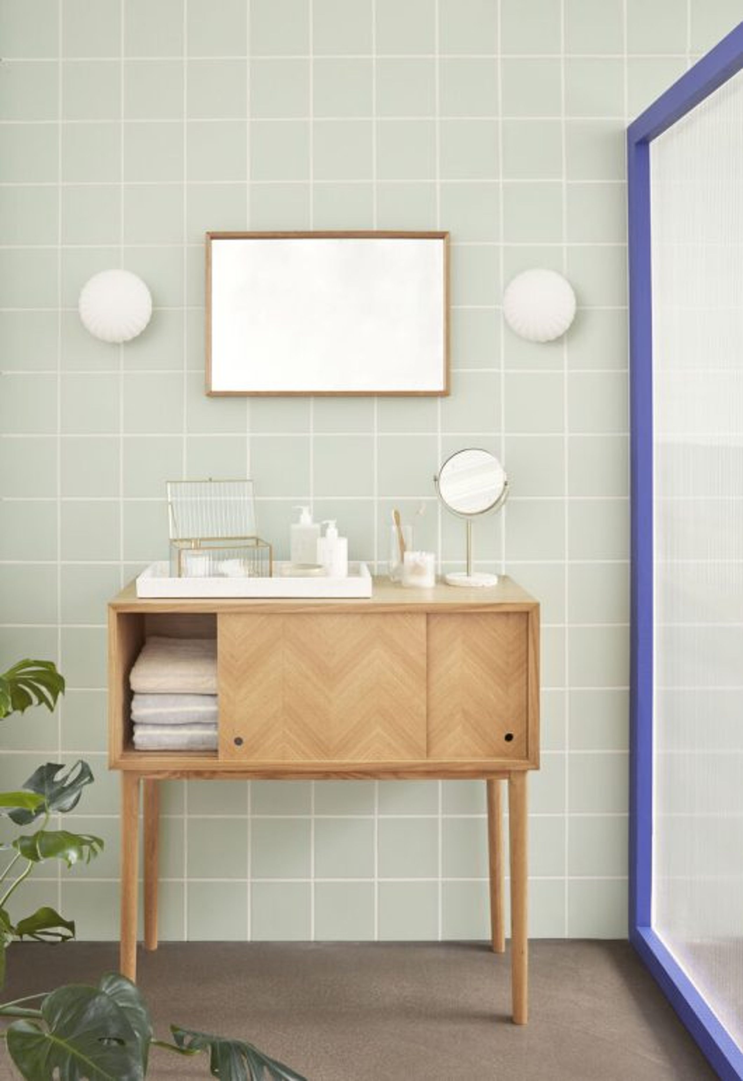 Hübsch - Spejl - Pamper Table Mirror - Brass/white terrazzo