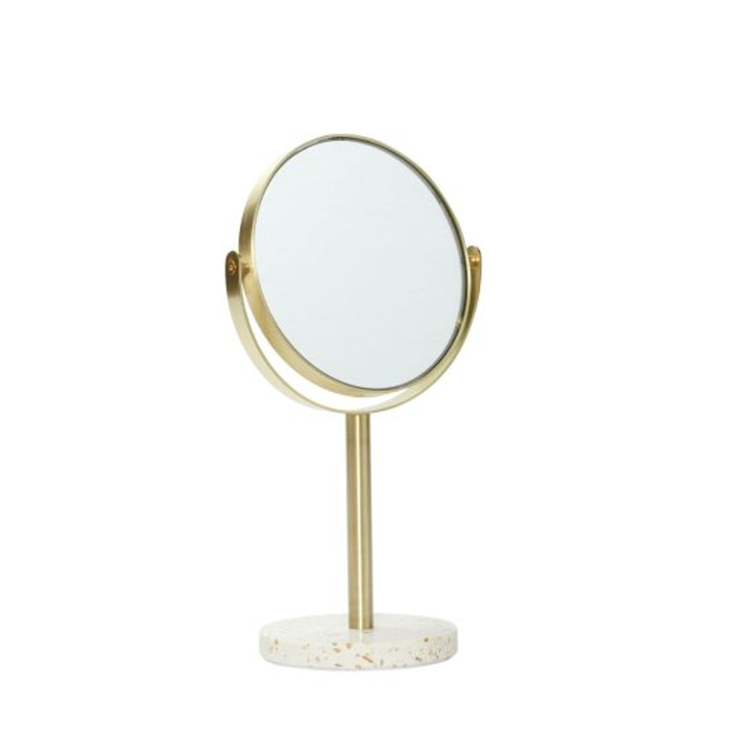 Hübsch - Spejl - Pamper Table Mirror - Brass/white terrazzo