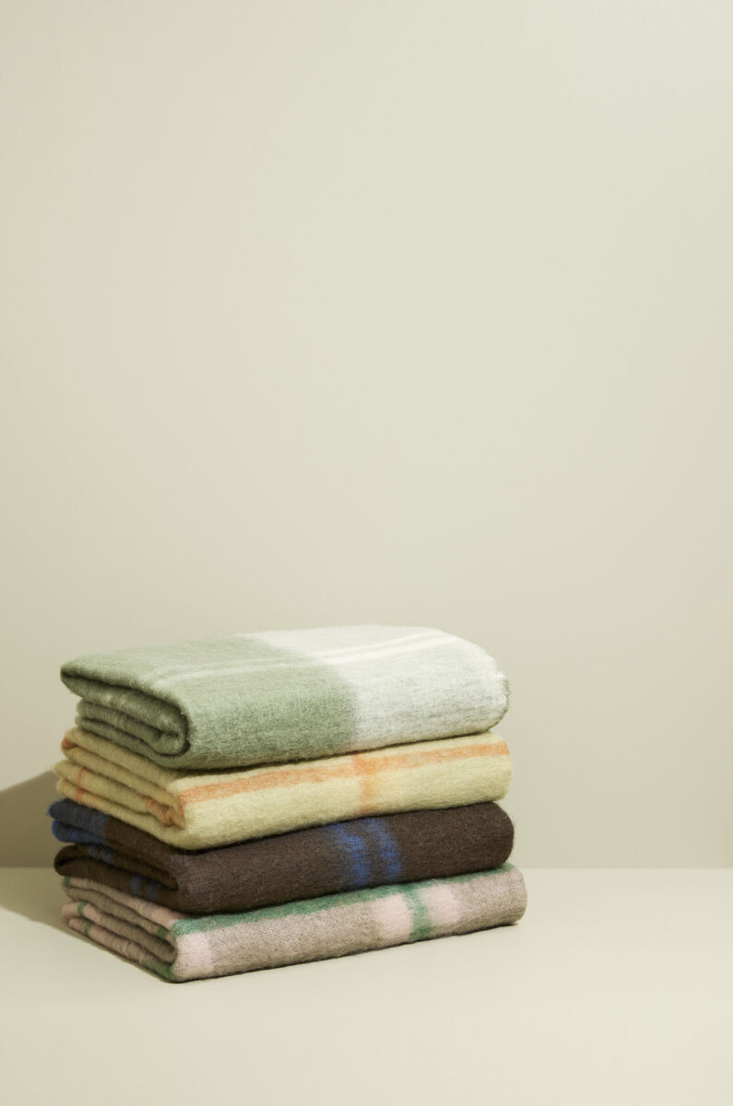 Hübsch - Blanket - Grid Throw - Light Green/Orange