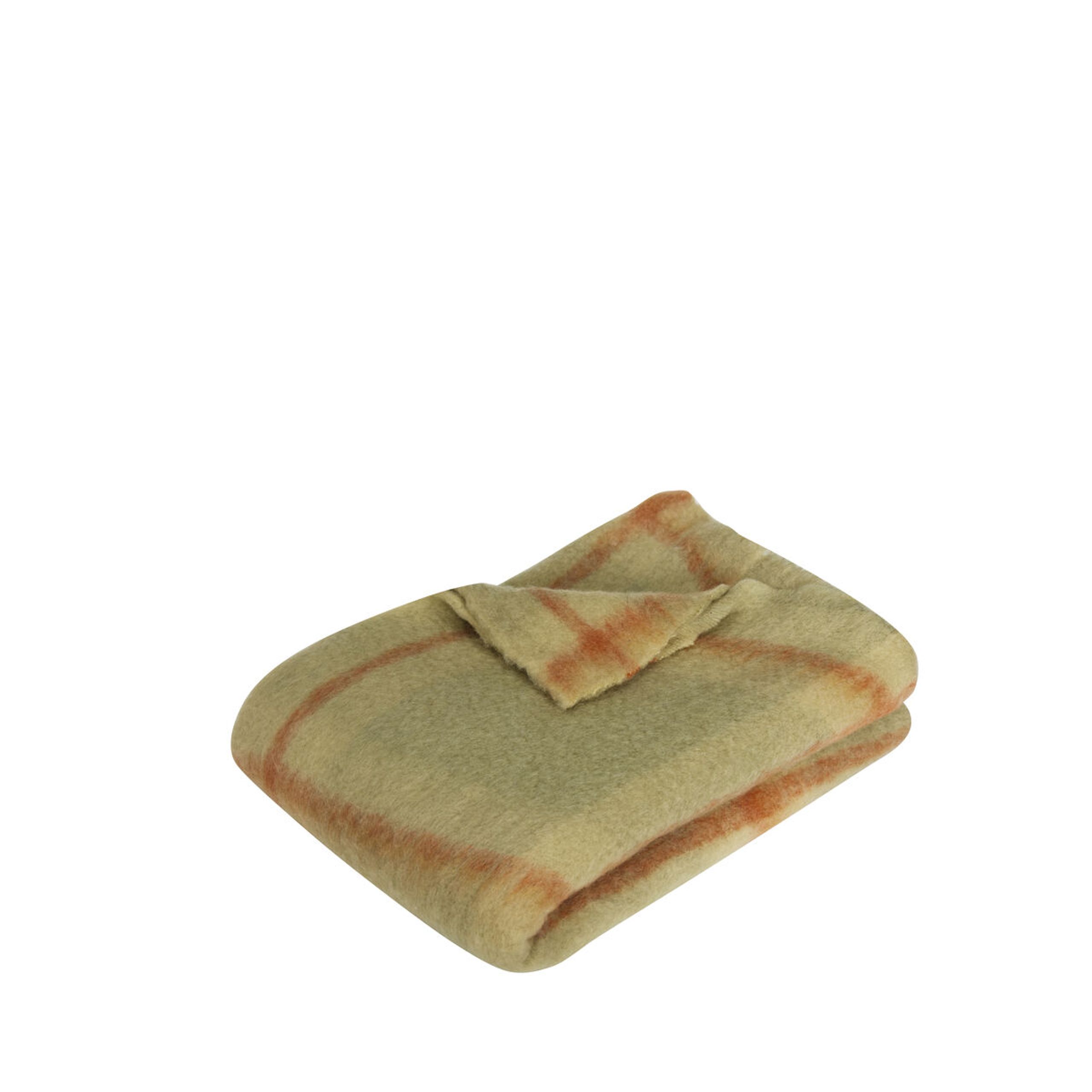 Hübsch - Blanket - Grid Throw - Light Green/Orange