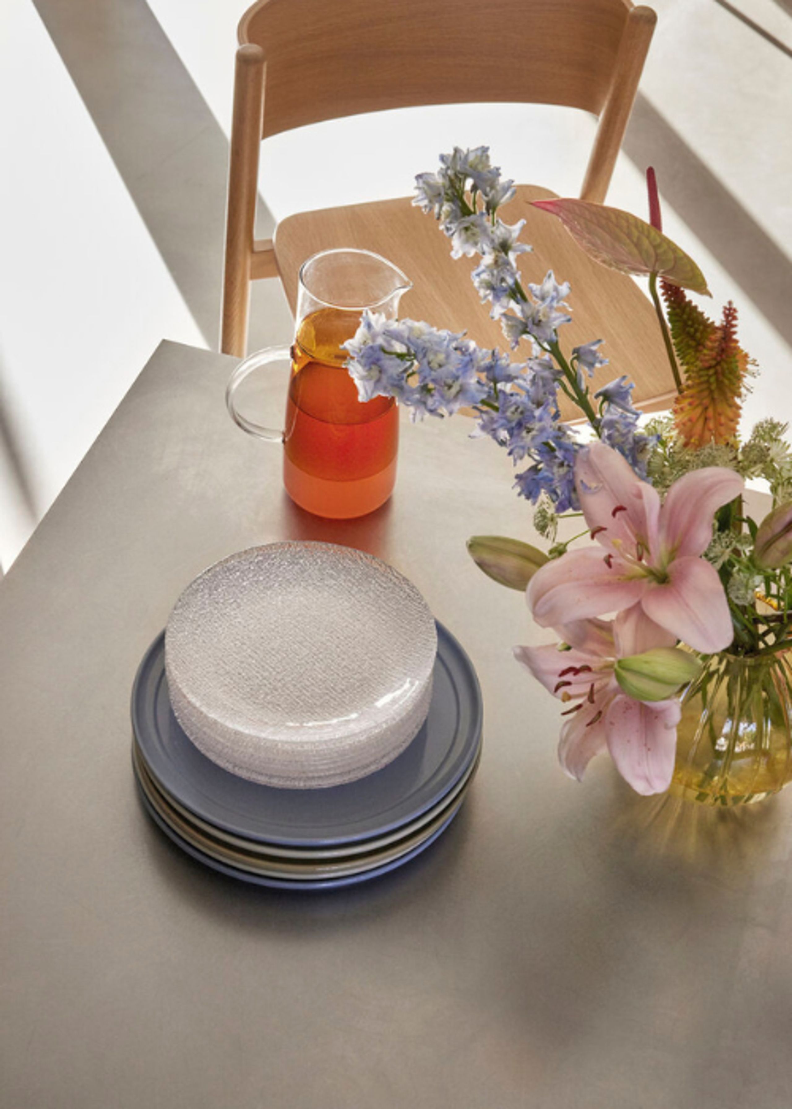 Hübsch - Bord - Amare Dyb Tallerken - Light Blue