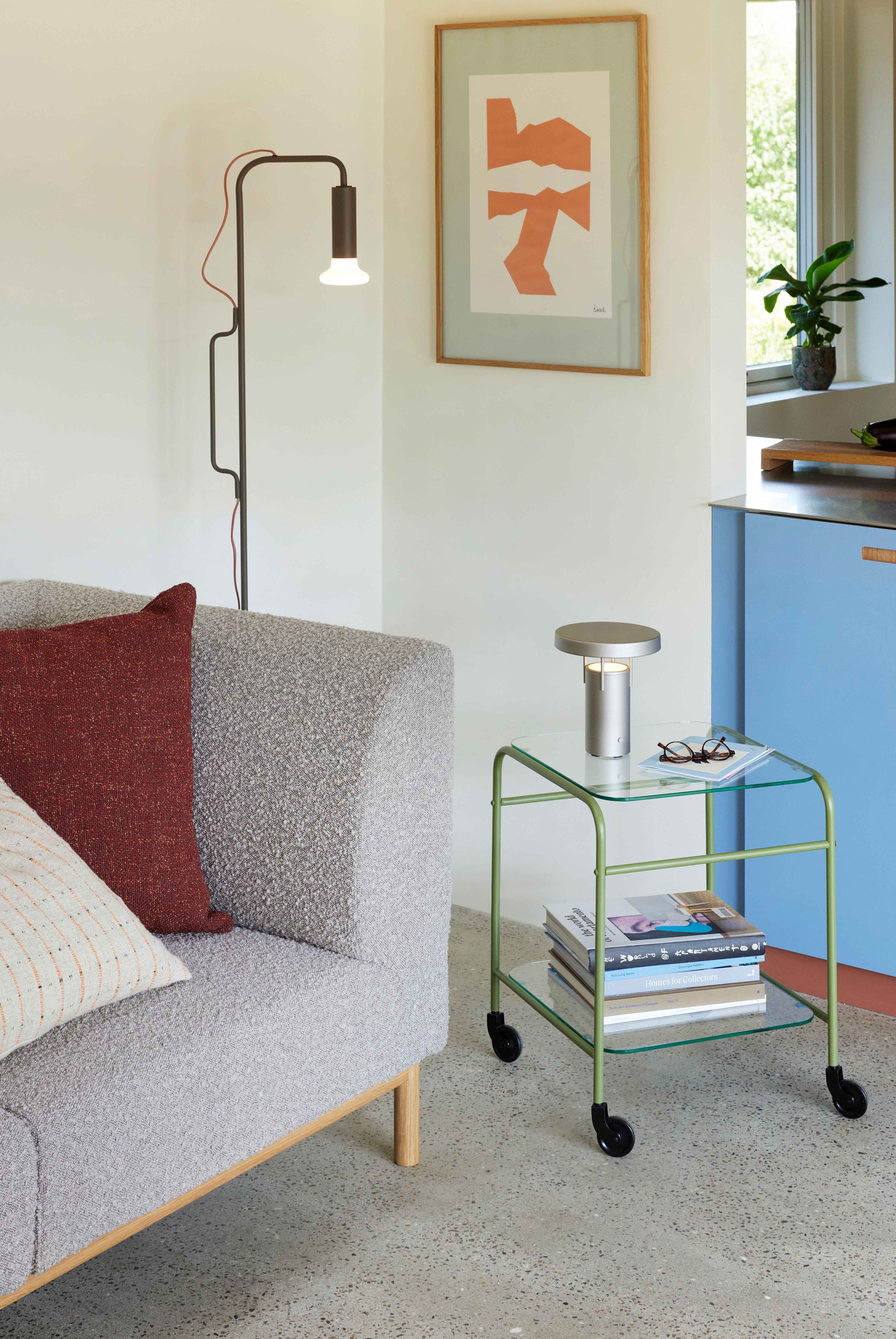 Hübsch - Trolley Table - Zephyr Trolley - Clear,Light green