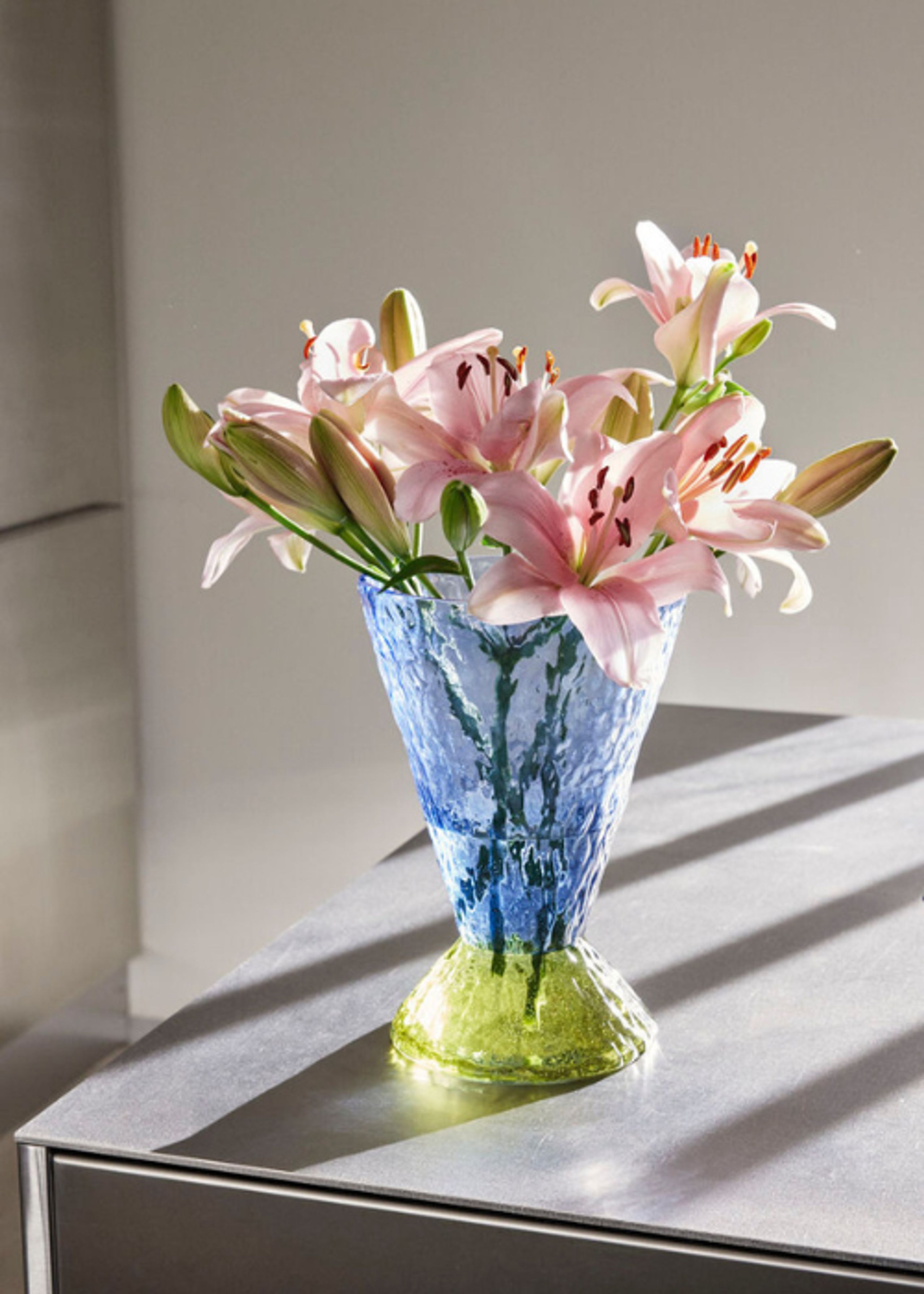 Hübsch - Vase - Abyss Vase - Blue/Olive Green