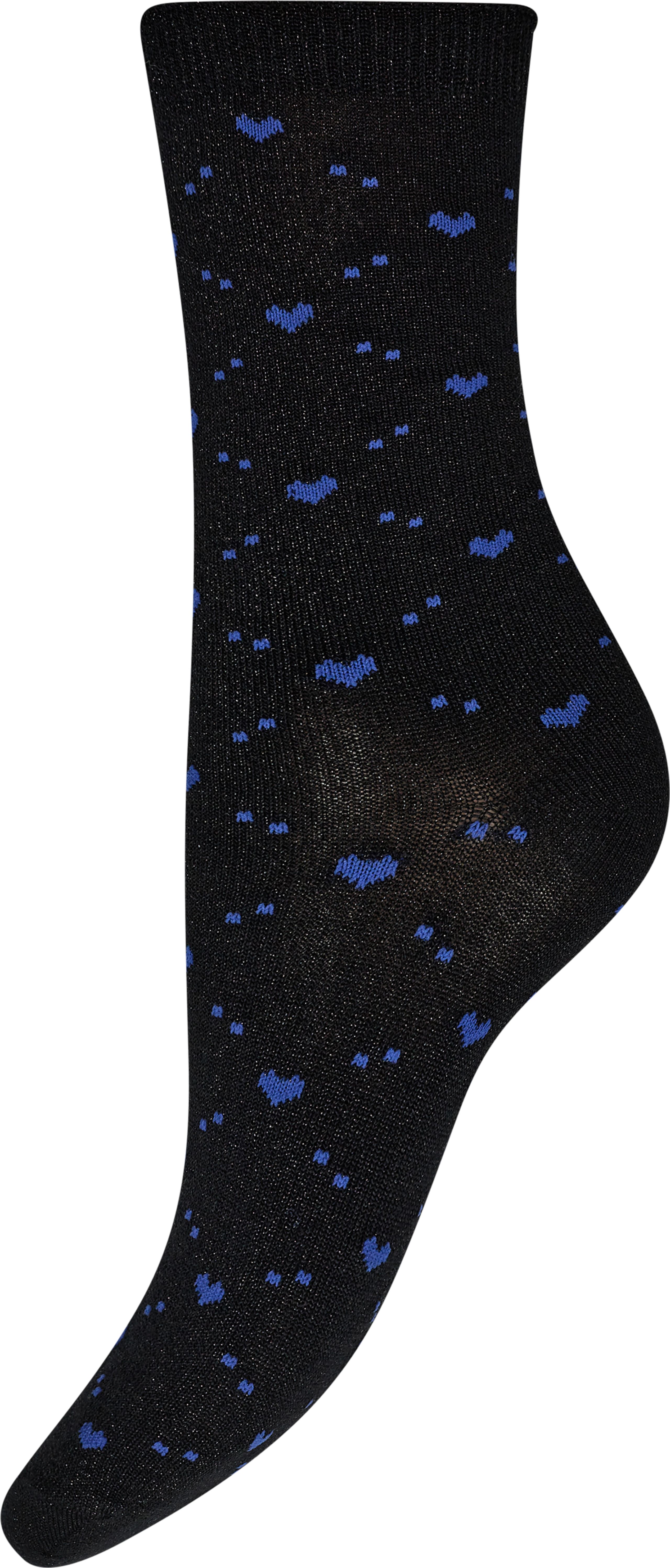 Hype The Detail - Strømper - Socks w. Lurex - Black/ Blue Hearts