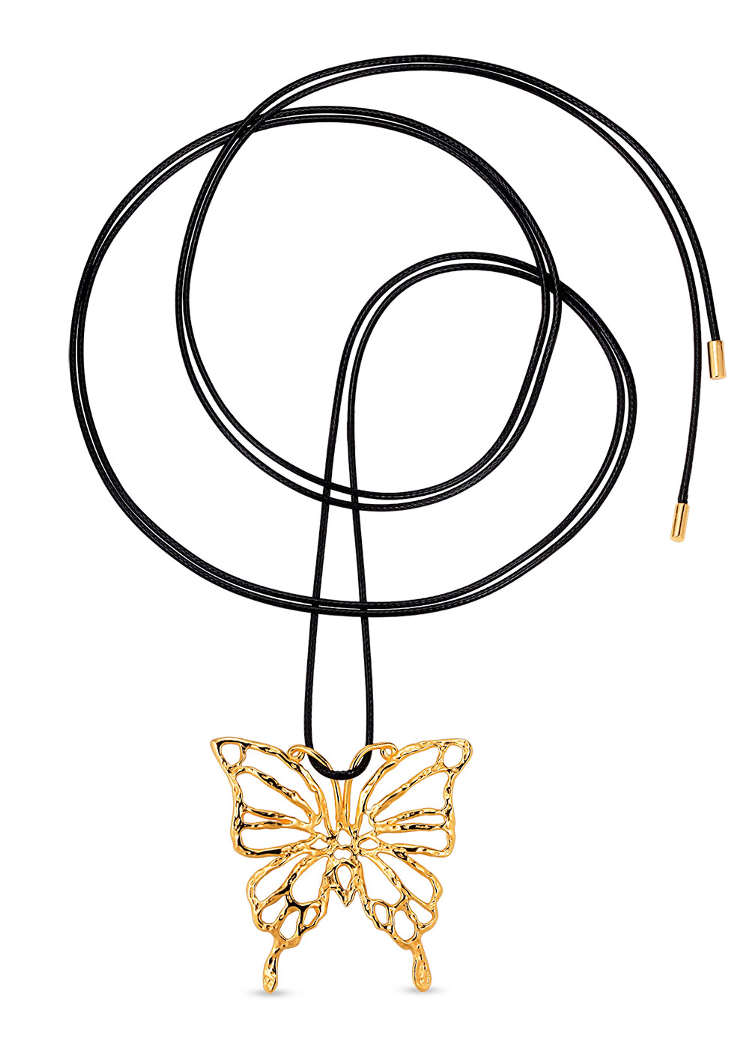 Jane Kønig - Necklace - Big Butterfly String Necklace - Gold