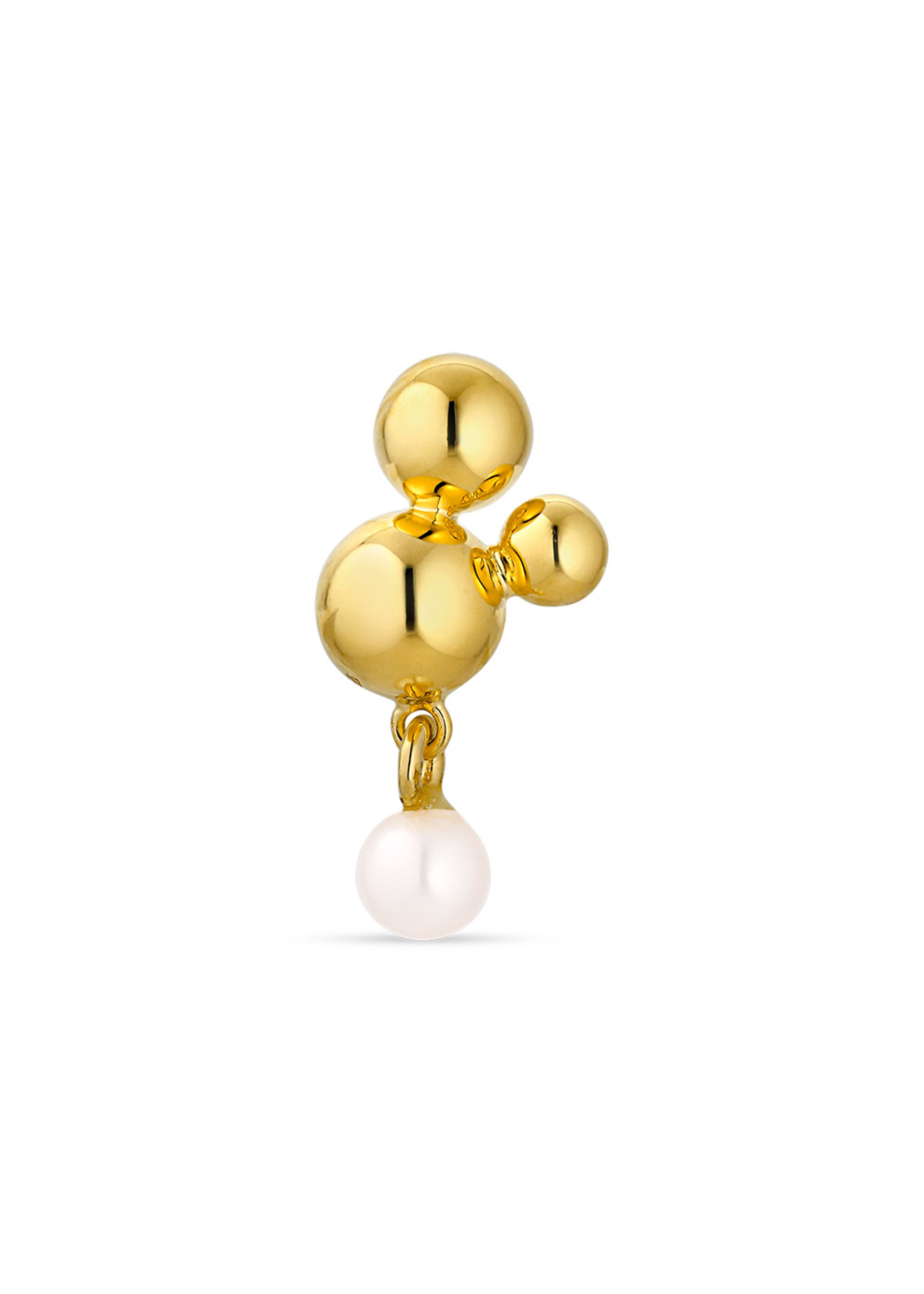 Jane Kønig - Brinco - Atomic Stud w. Pearl Pendant - Left - Goldplated
