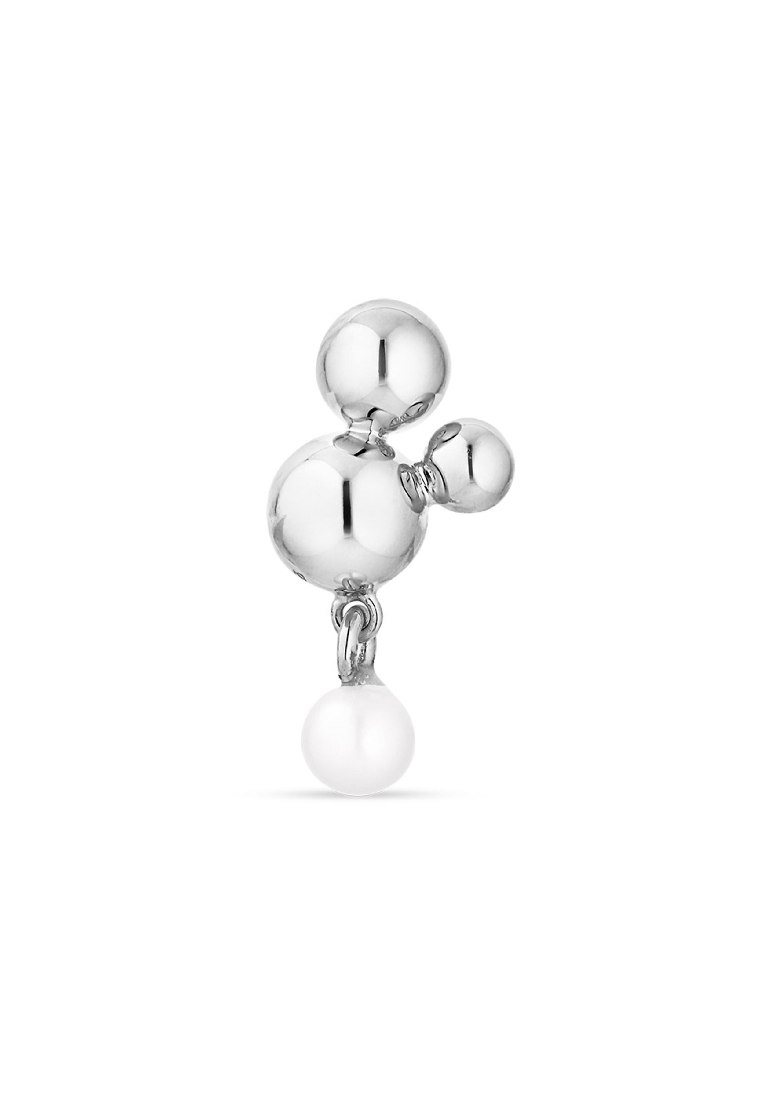 Jane Kønig - Ørering - Atomic Stud w. Pearl Pendant - Left - Silver