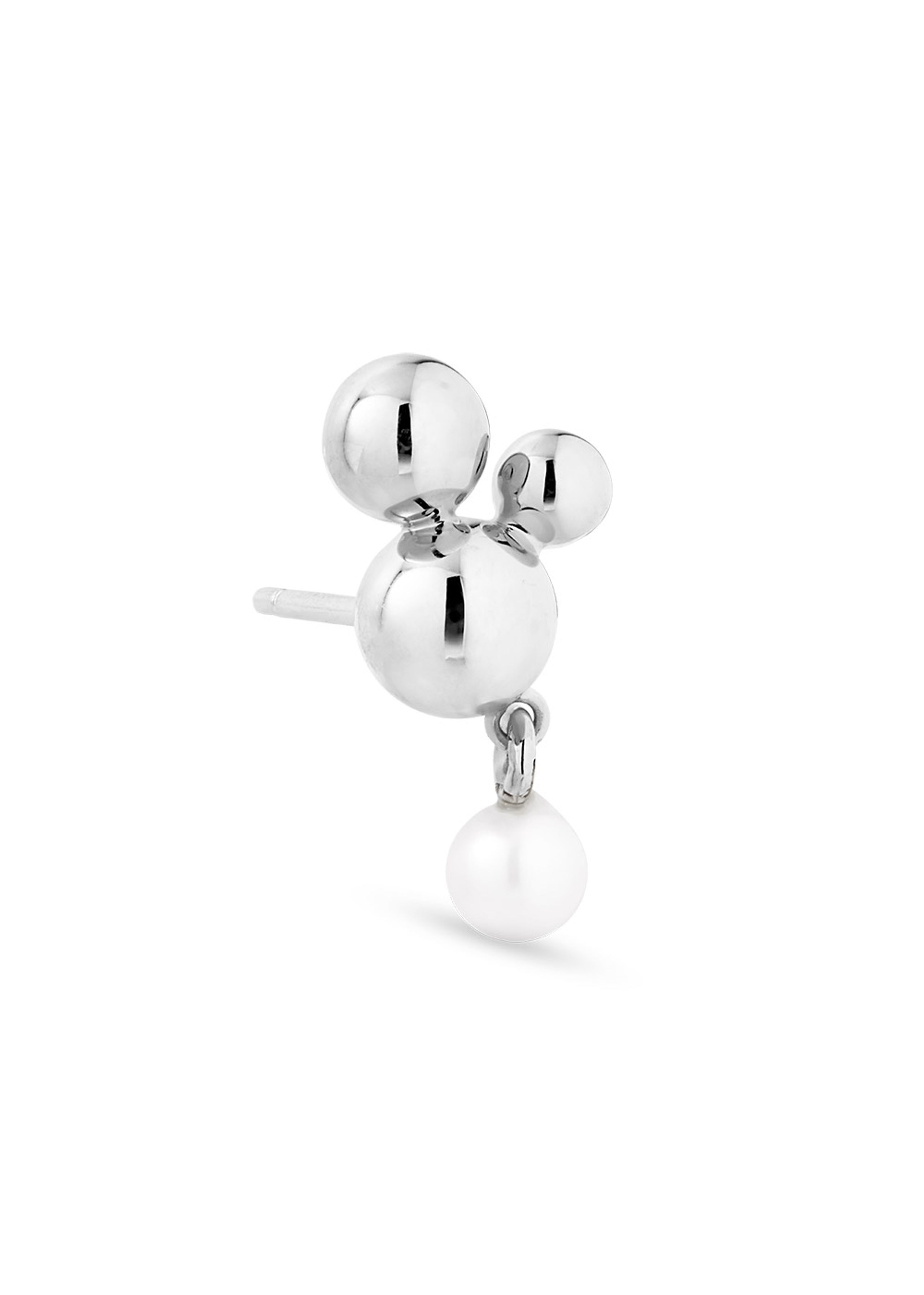 Jane Kønig - Ørering - Atomic Stud w. Pearl Pendant - Left - Silver