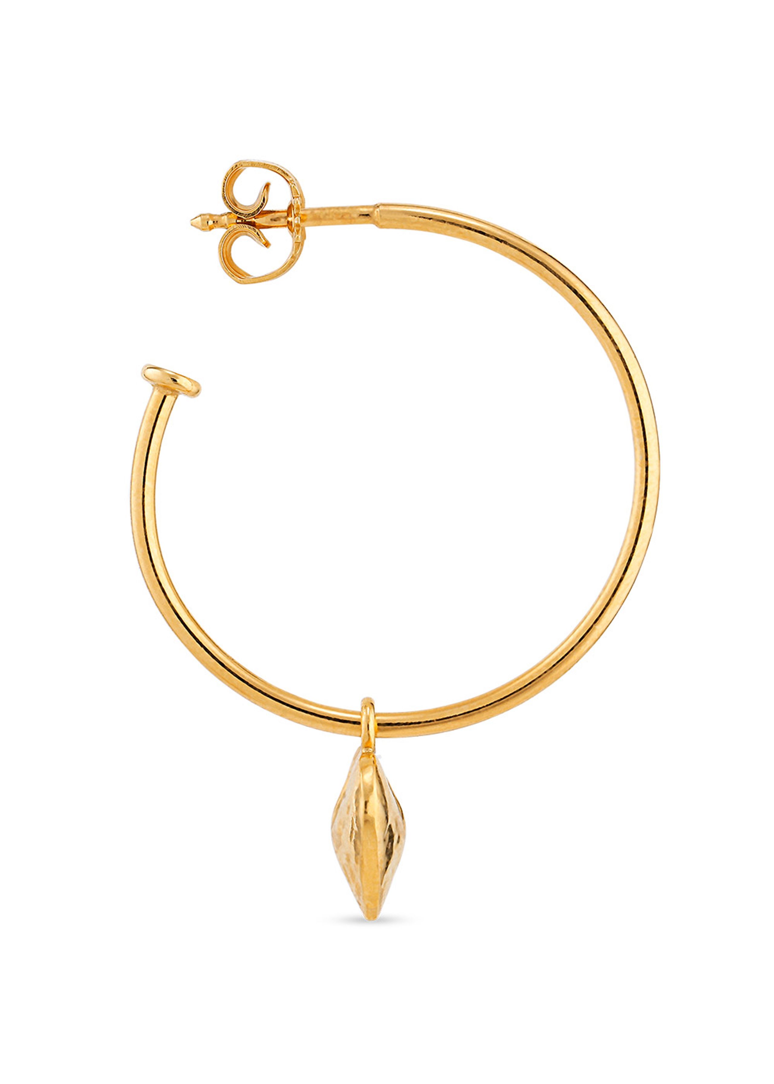 Jane Kønig - Ørering - Big Creole with Bruised Heart Pendant - Gold