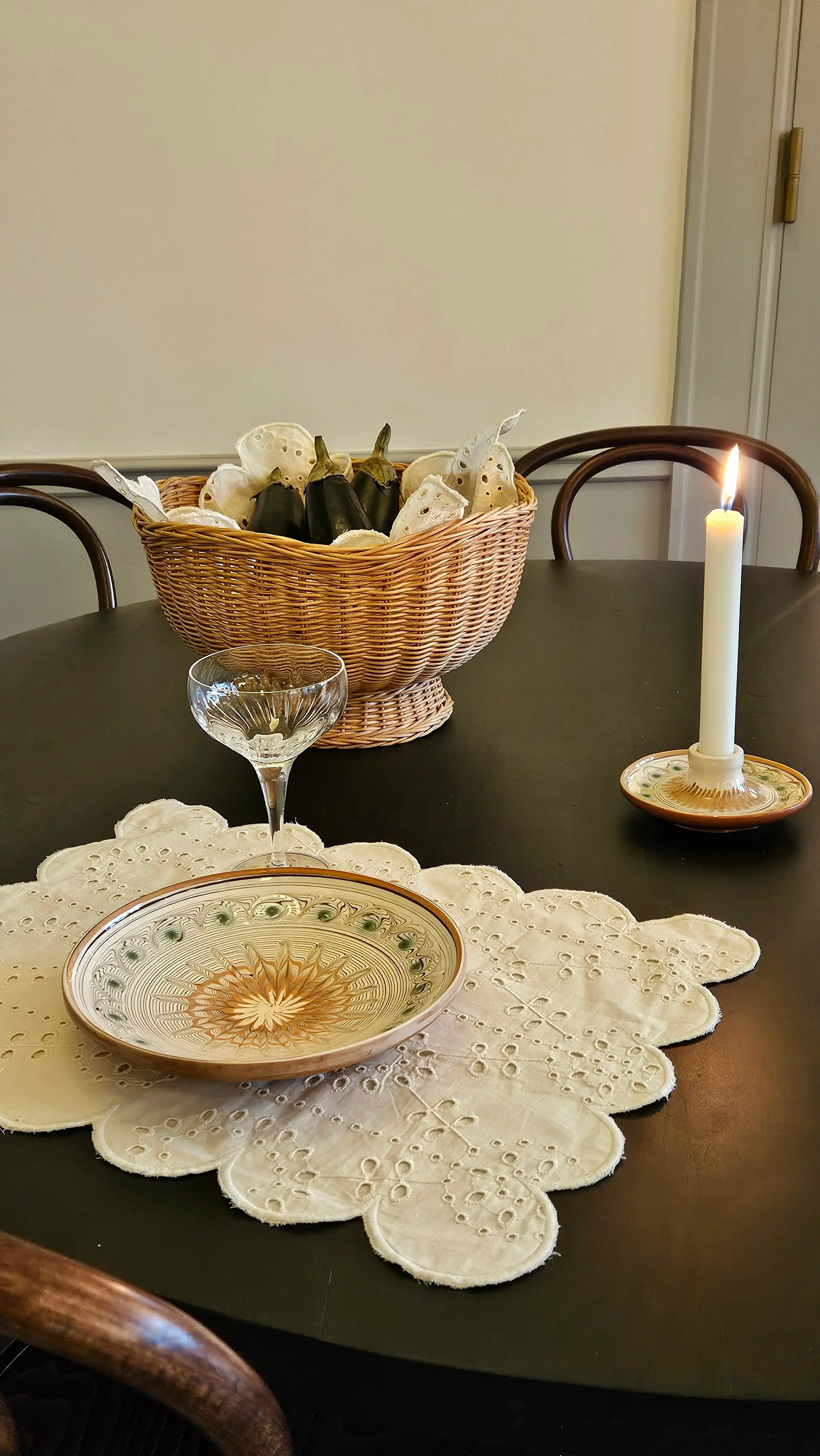 Jou Quilts - Tappetino - Embroidery anglaise placemats - Creme