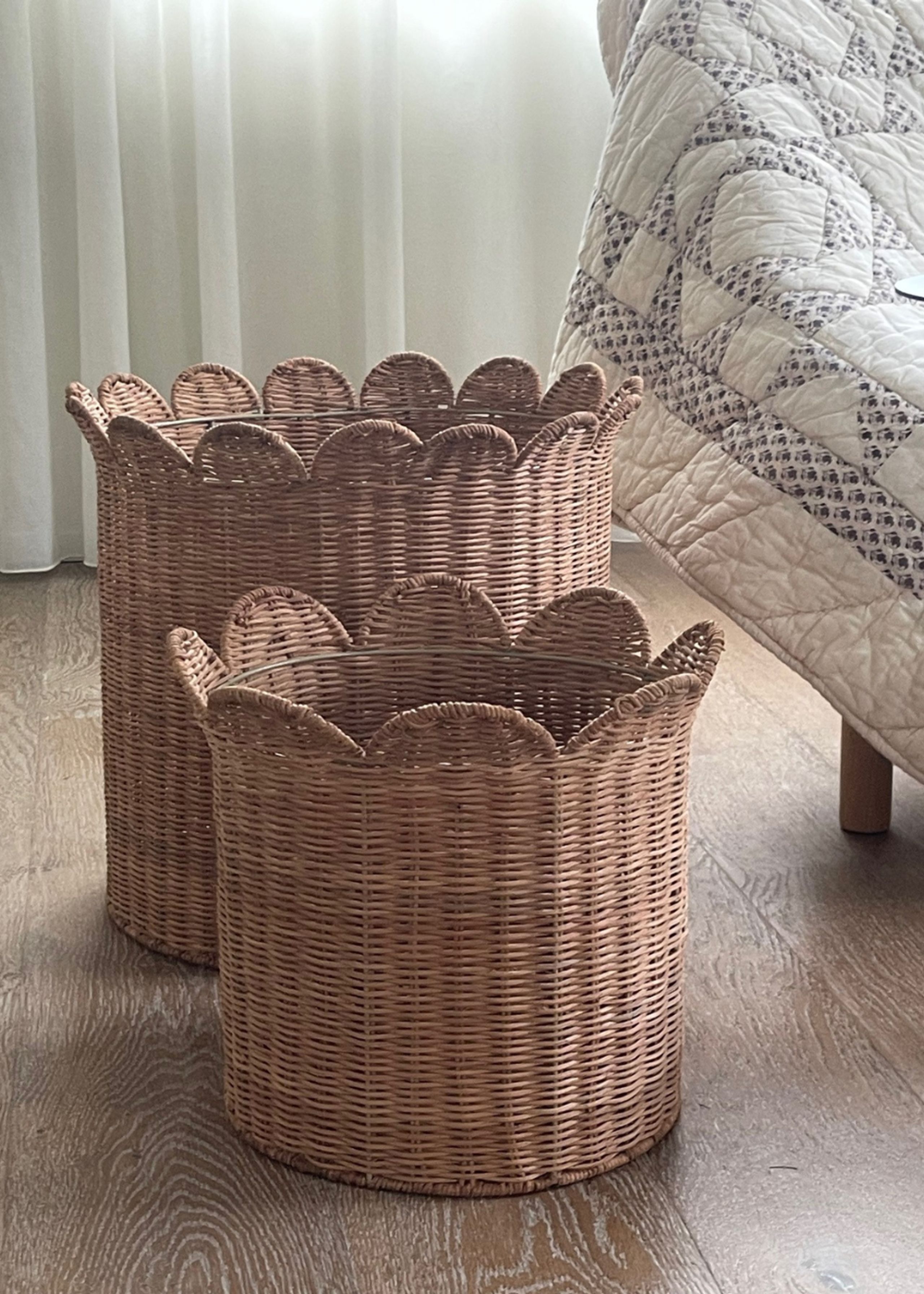 Jou Quilts - Kori - Jou Rattan floor basket small + large set - Nature