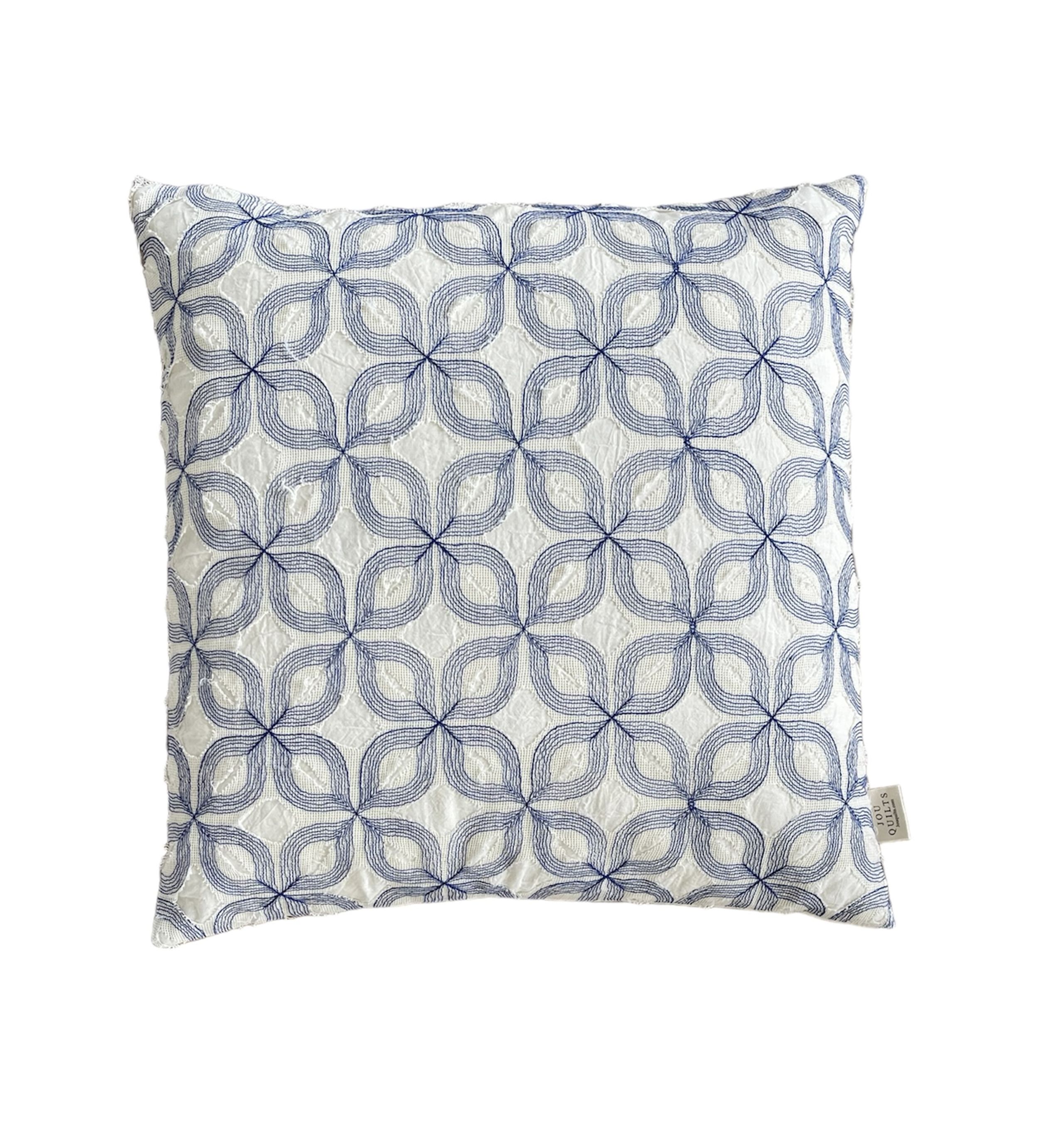 Jou Quilts - Polštář - Cushion blue embroidery - Blue