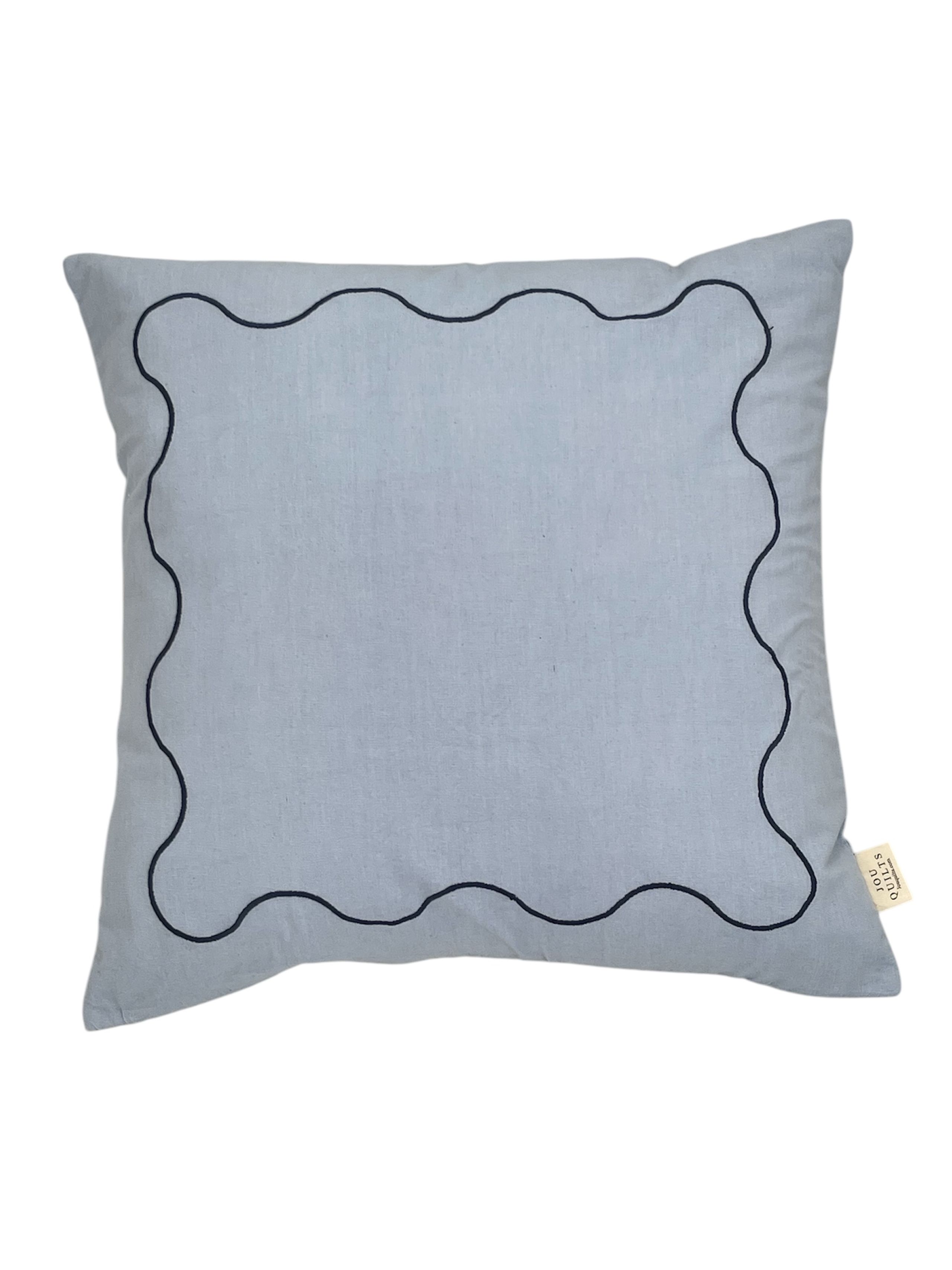 Jou Quilts - Kissenbezug - Curved embroidery cushion cover - Light blue