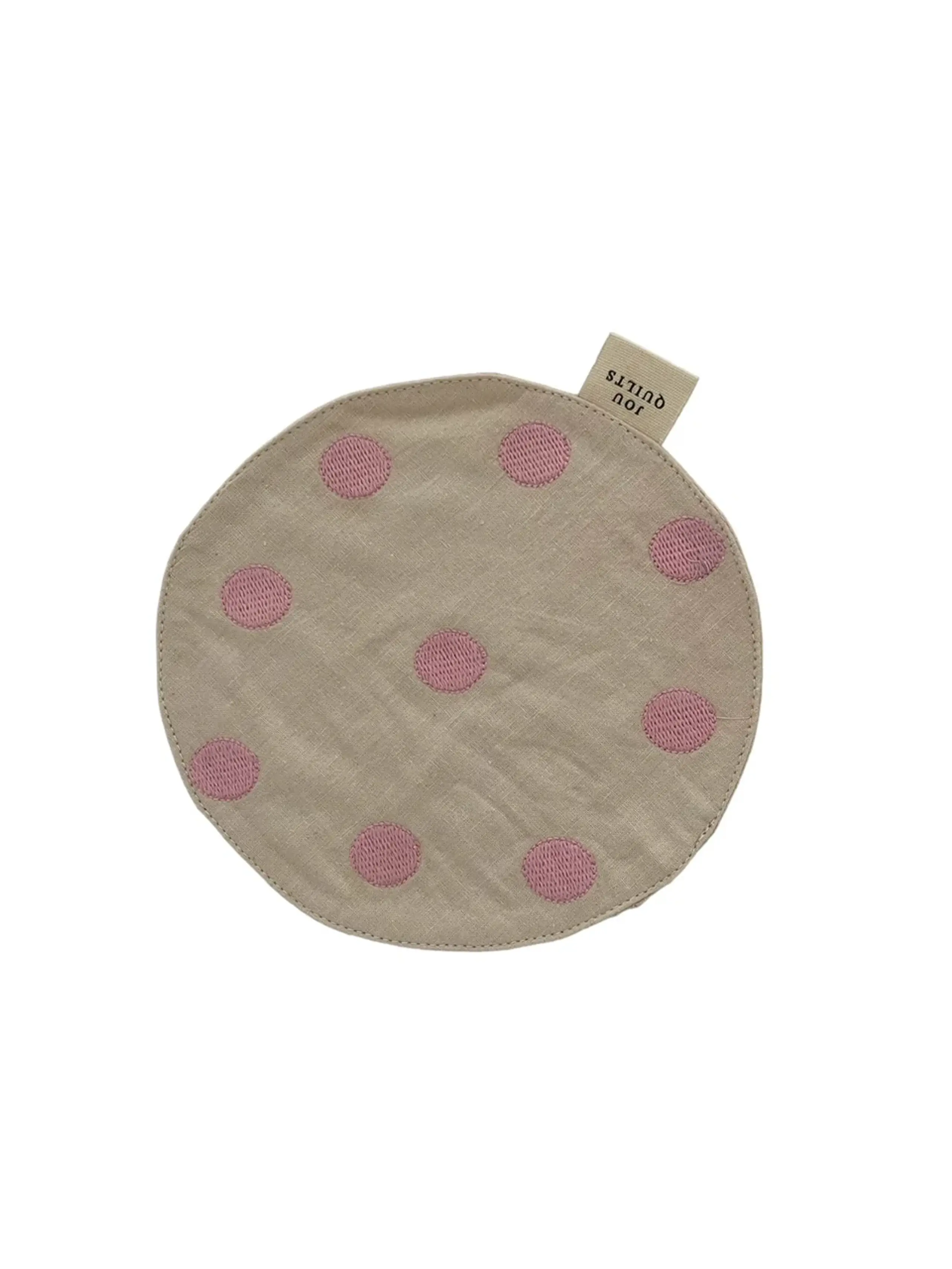 Jou Quilts - Cloth napkins - Jou Embroidery napkin basket - Pink dots
