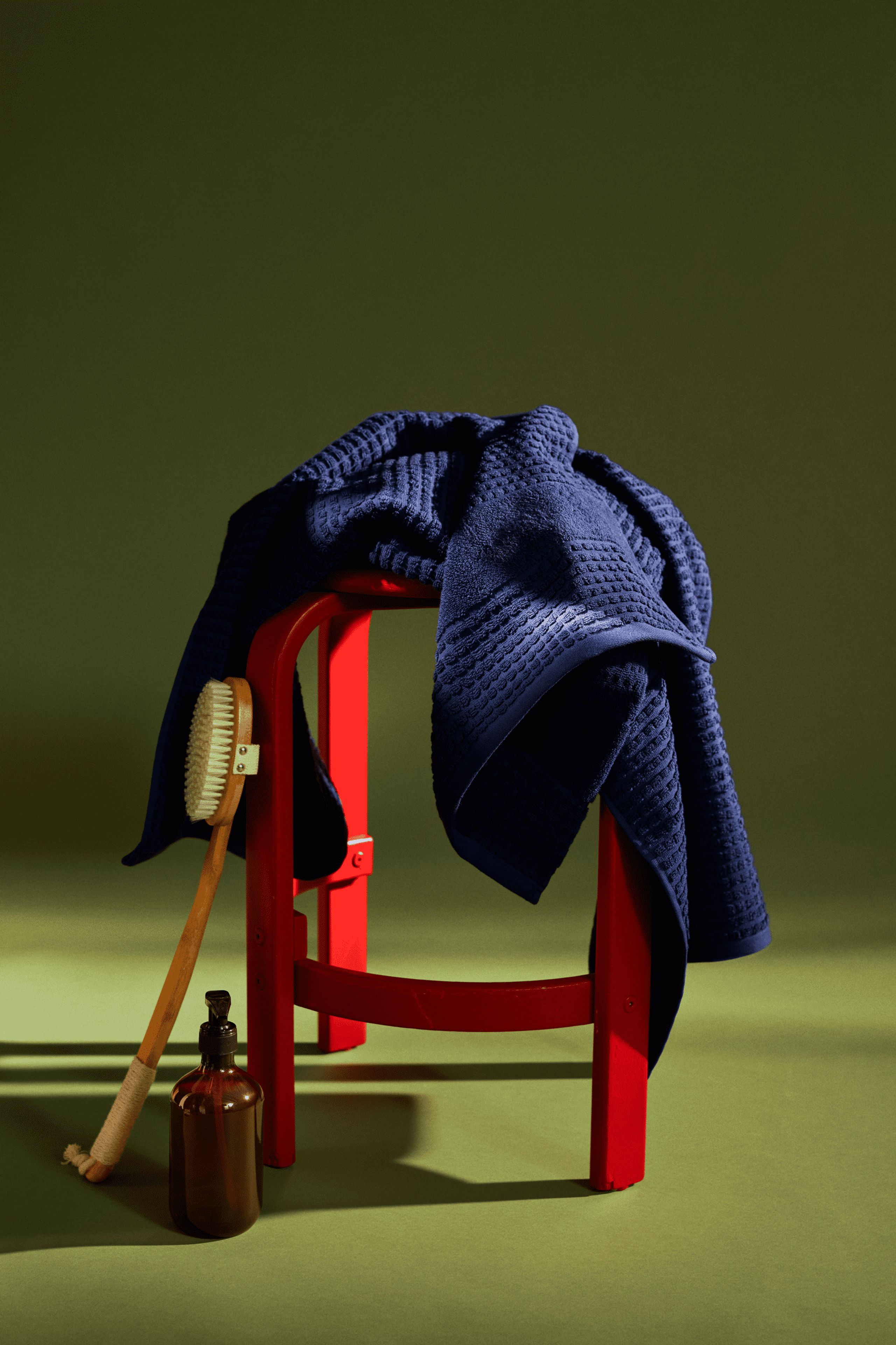 JUNA - Towel - Check Towel - Marine Blue - Small