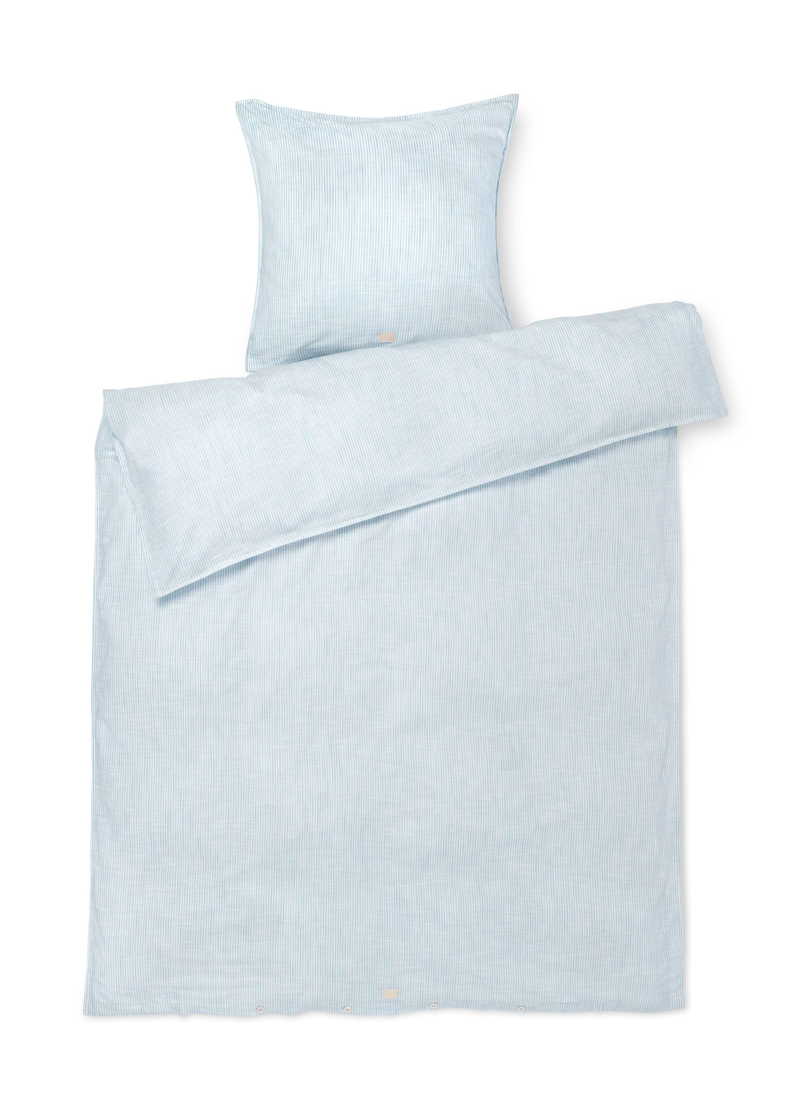 JUNA - Bed Sheet - Monochrome Lines - Light blue/white