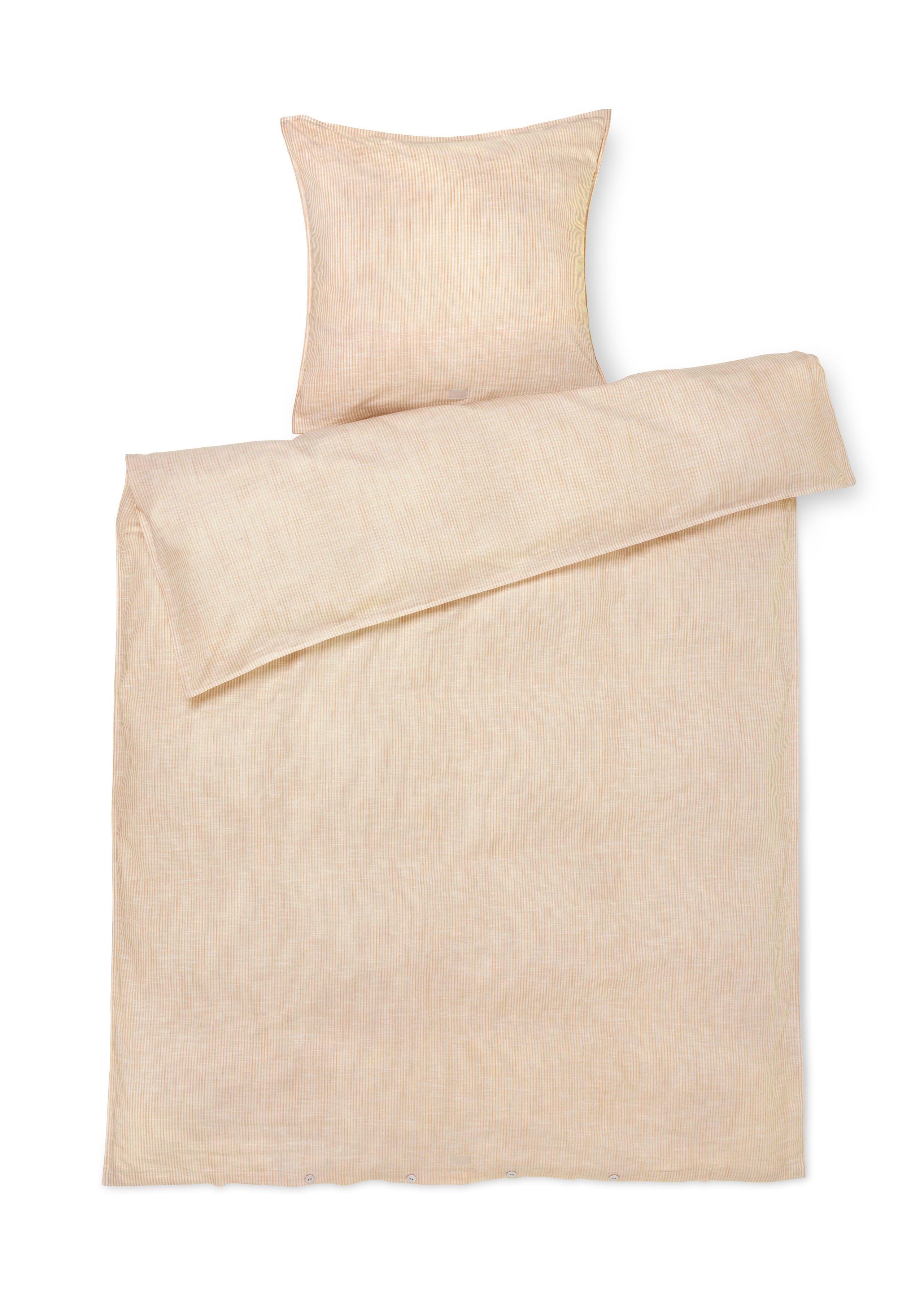 JUNA - Bed Sheet - Monochrome Lines - Ochre/white