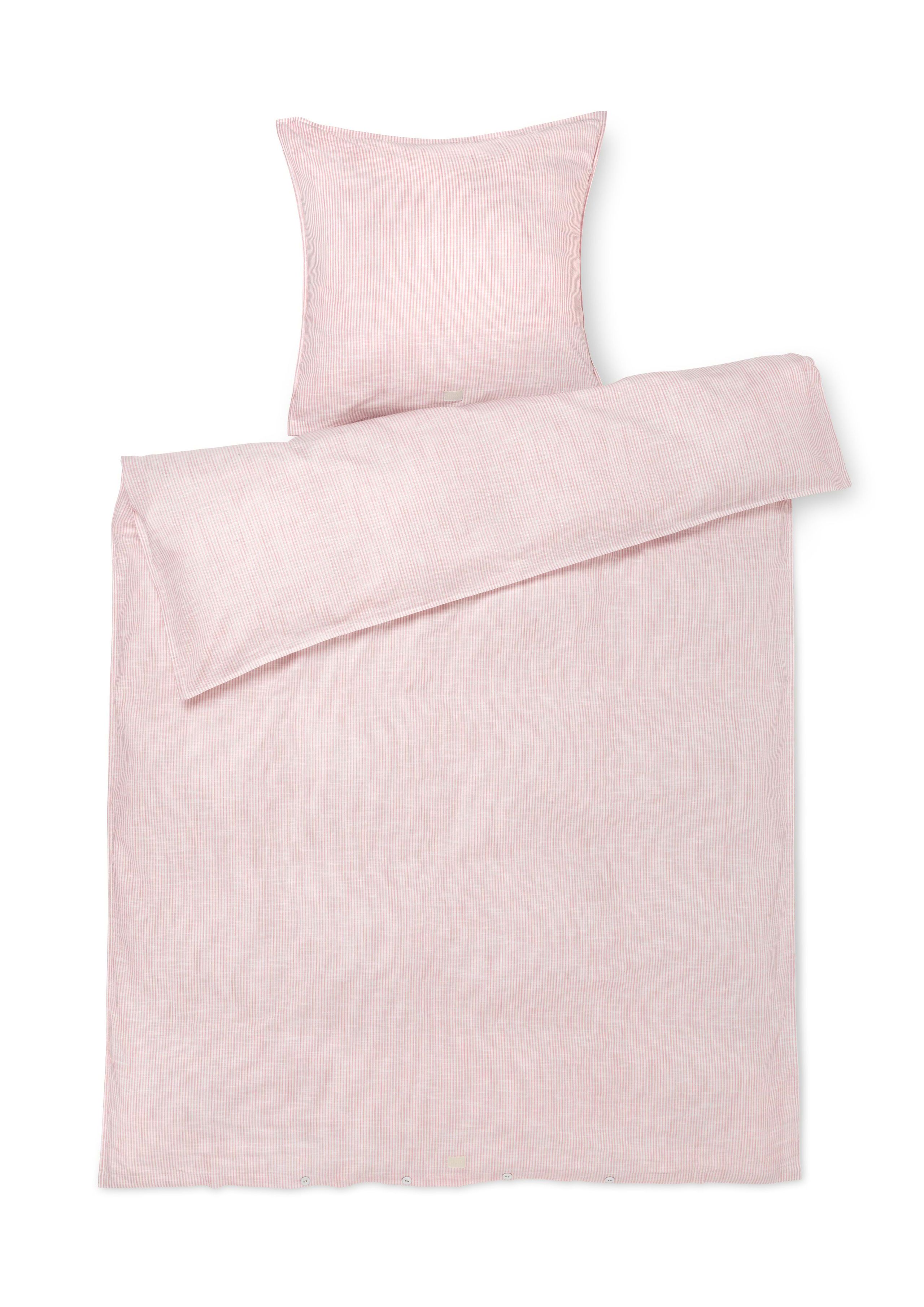 JUNA - Bed Sheet - Monochrome Lines - Pink/white