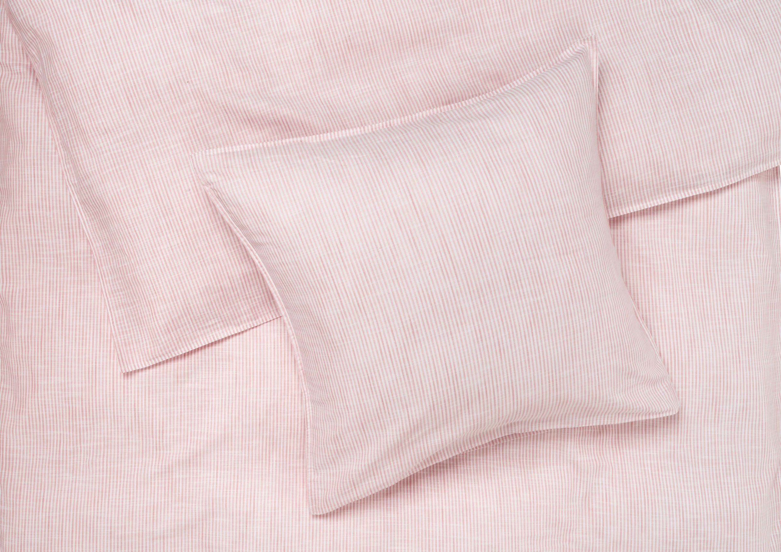 JUNA - Bed Sheet - Monochrome Lines - Pink/white