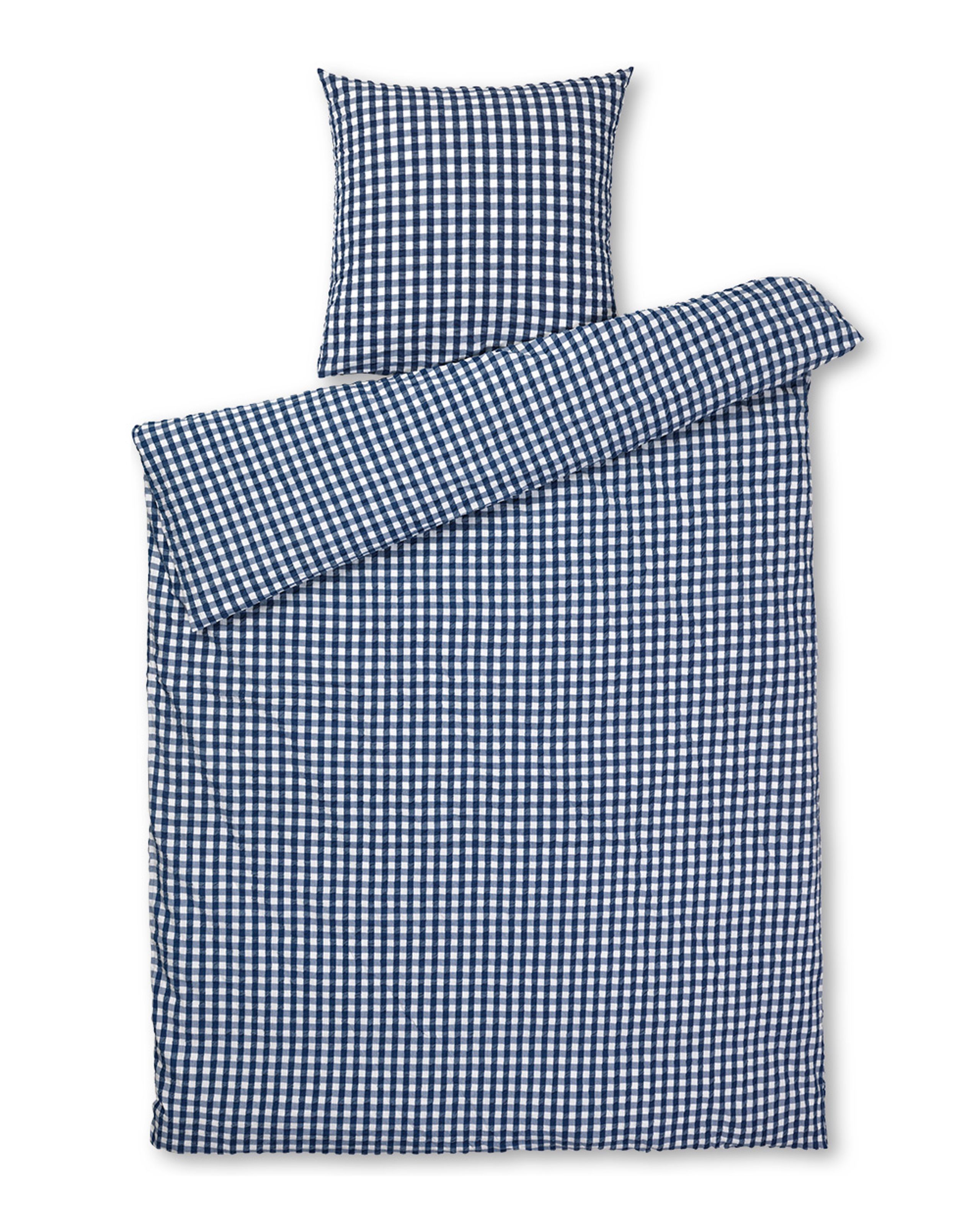 JUNA - Sengetøj - Bæk&Bølge Sengesæt - Dark Blue/White - Single