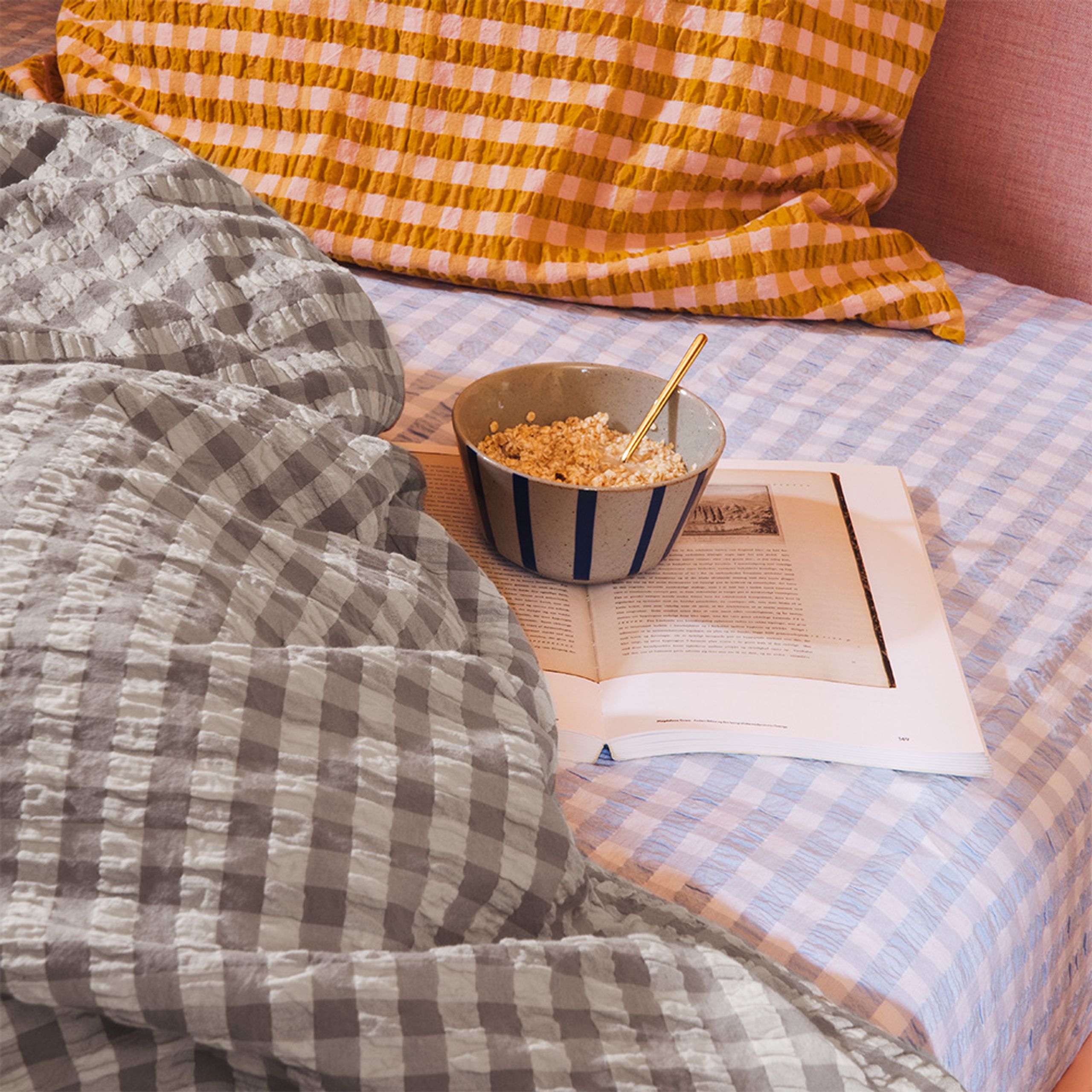 JUNA - Sengetøj - Bæk&Bølge Sengesæt - Grey/Birch - Double