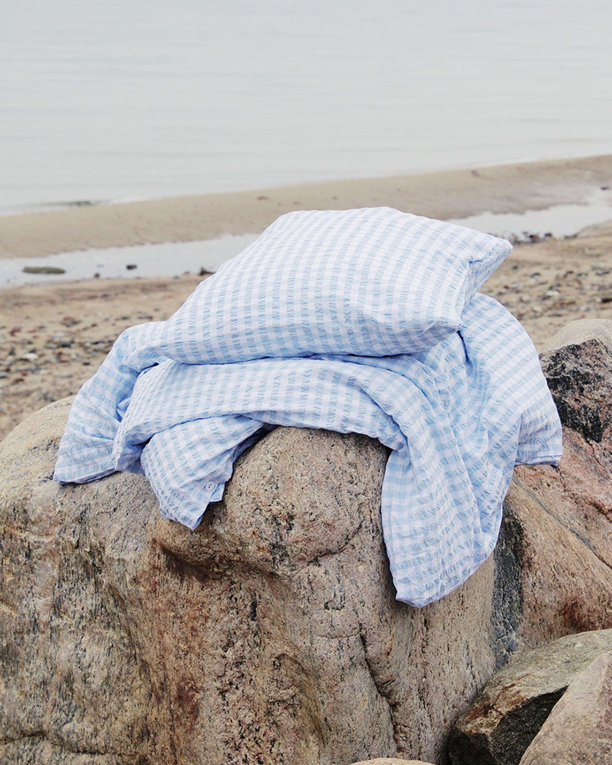 JUNA - Sengetøj - Bæk&Bølge Sengesæt - Light Blue/White - Single