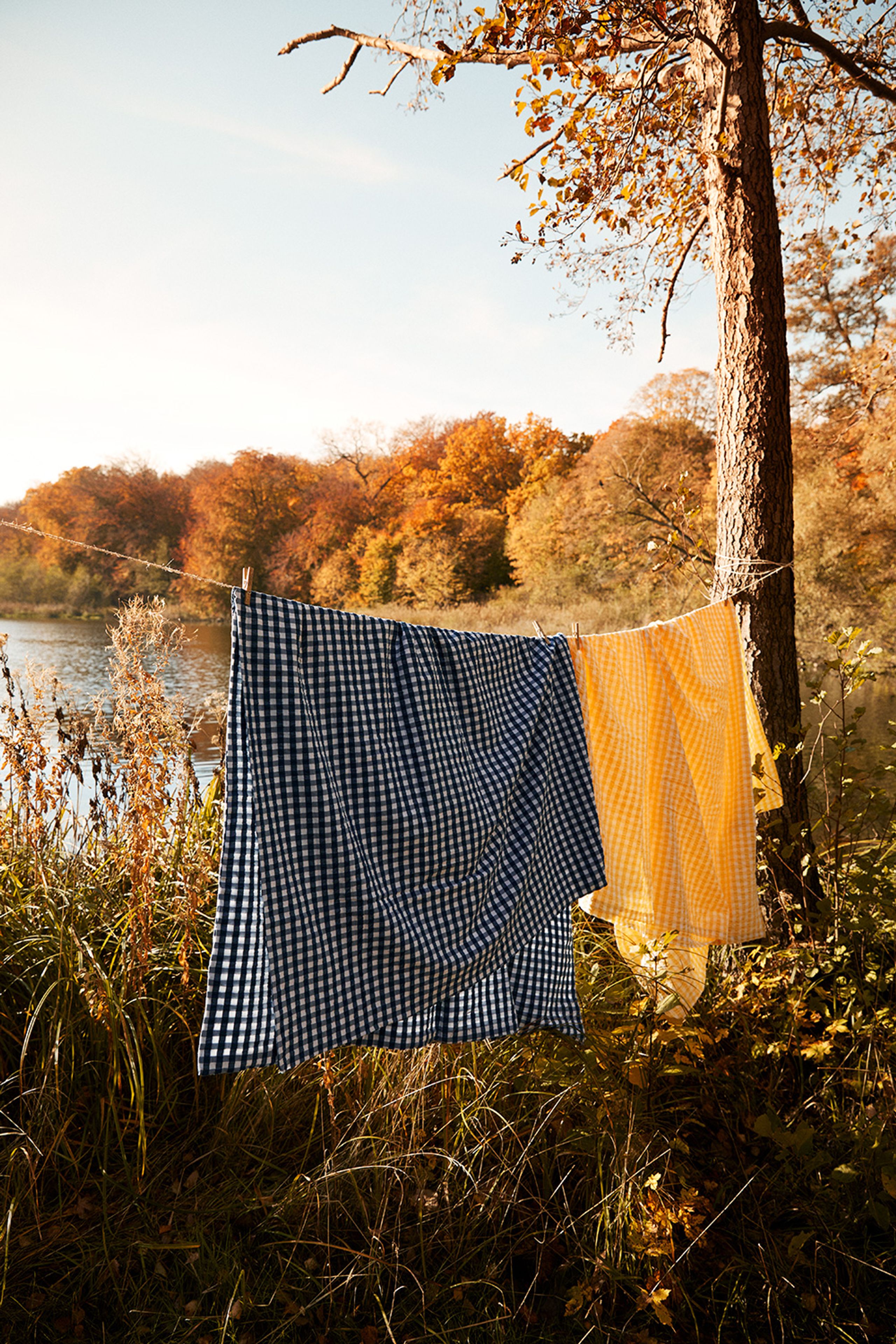 JUNA - Bed linen - Bæk&Bølge Linens - Yellow/White - Double
